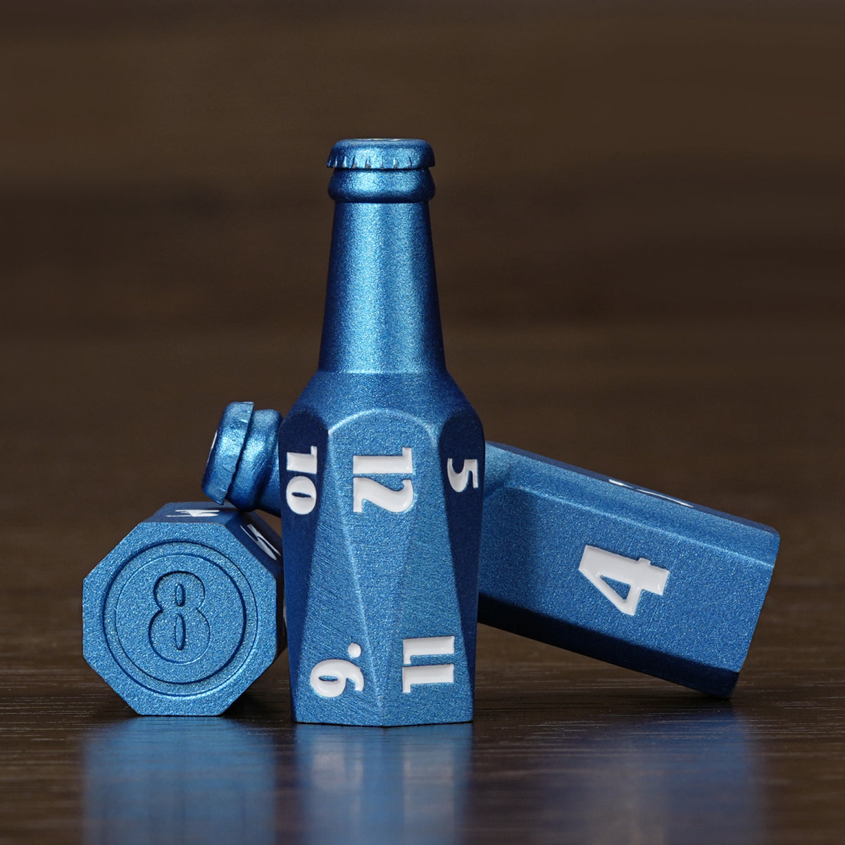Kickstarter Dice — Unique Metal Beer Bottle Dice Set