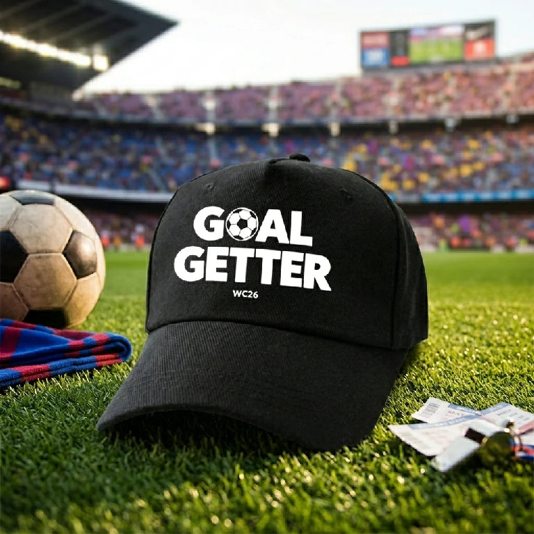 World Cup Football Print "GOAL GETTER" Black Baseball Cap
