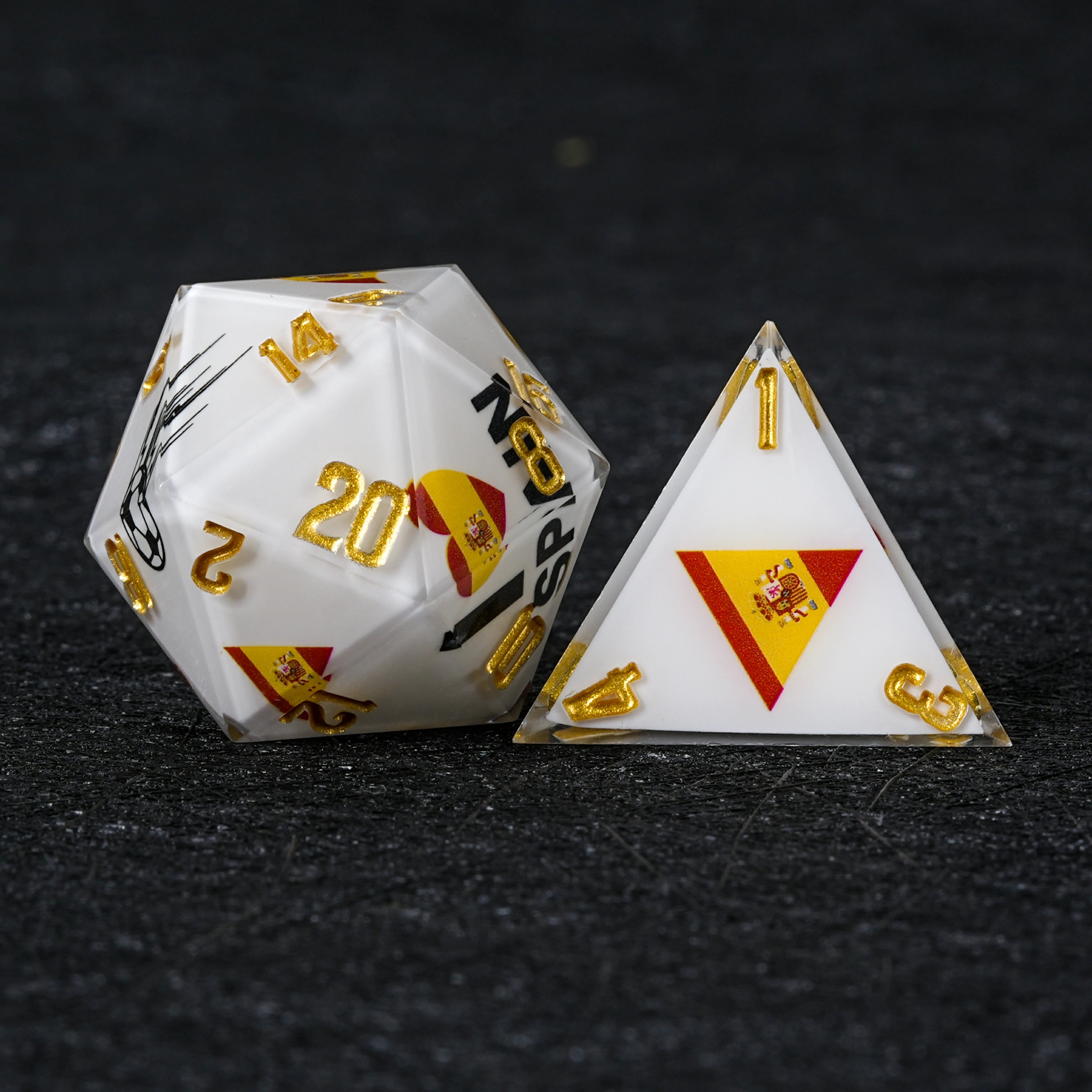 France Soccer DND Dice Set – World Cup Kickstarter White Resin 7-Piece RPG Dice