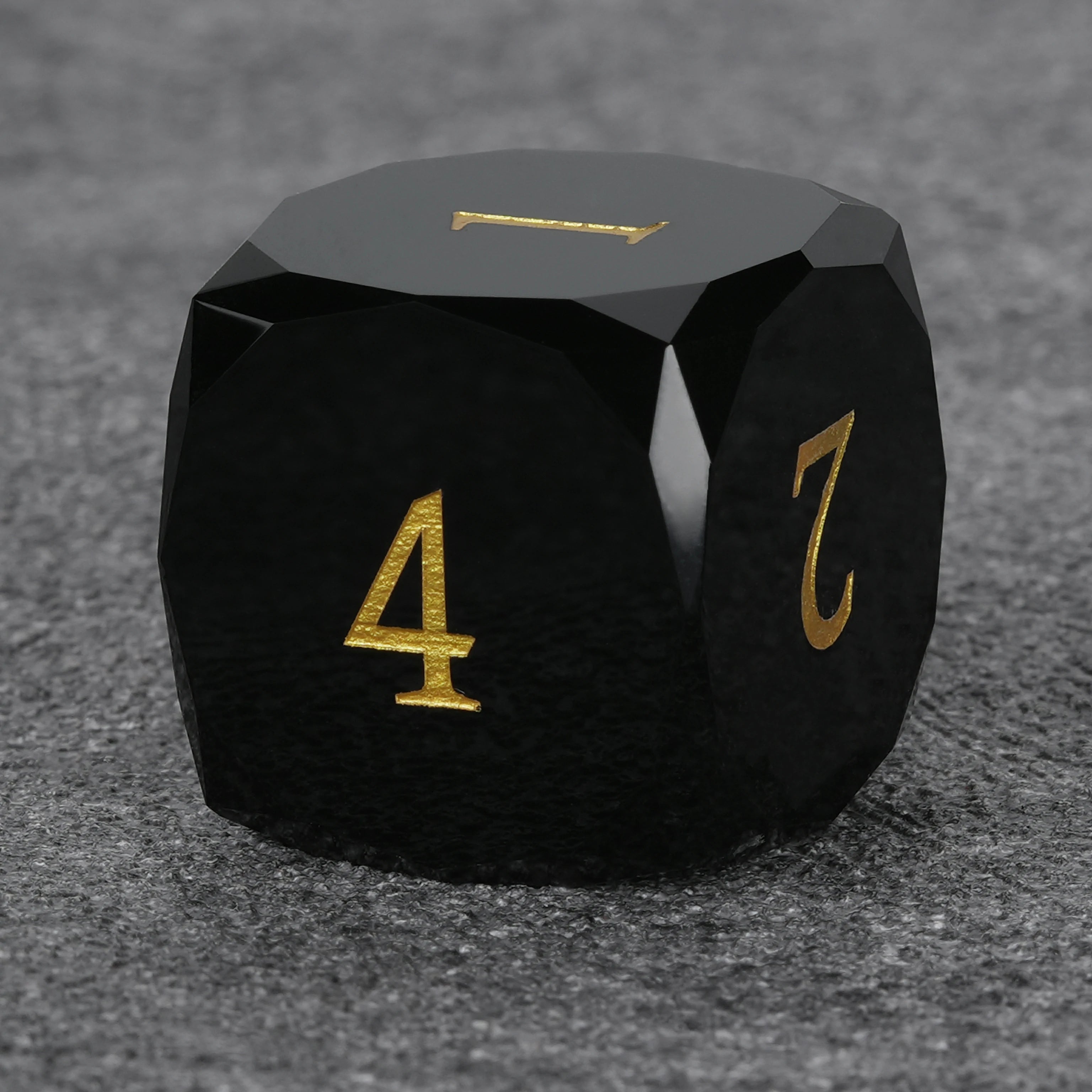 Multi-Faceted Obsidian Gemstone Dice