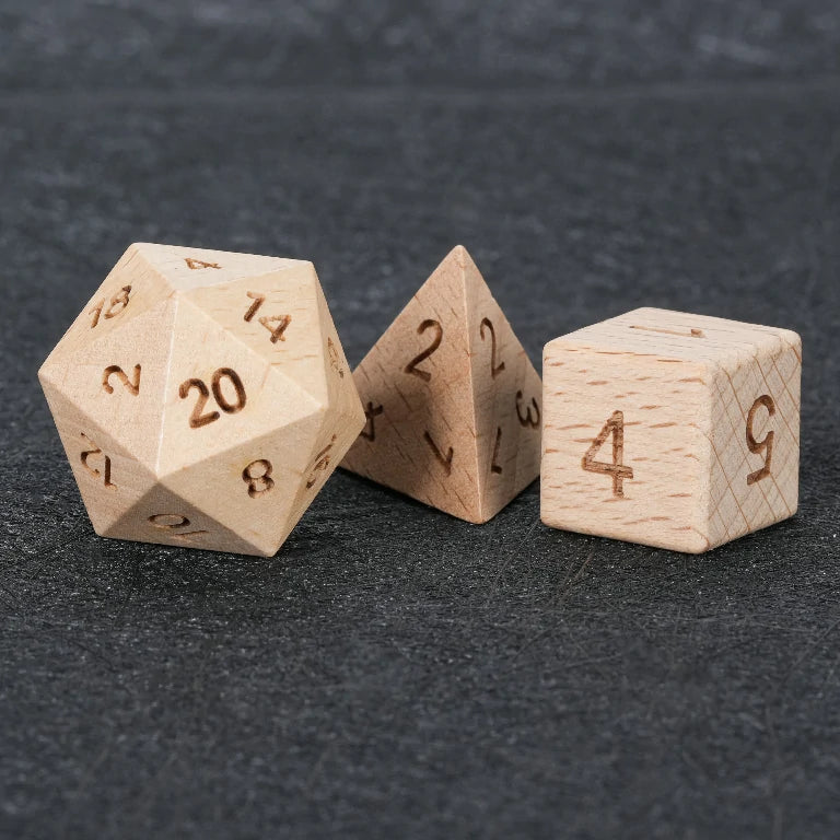 Beech wood DND Dice Set