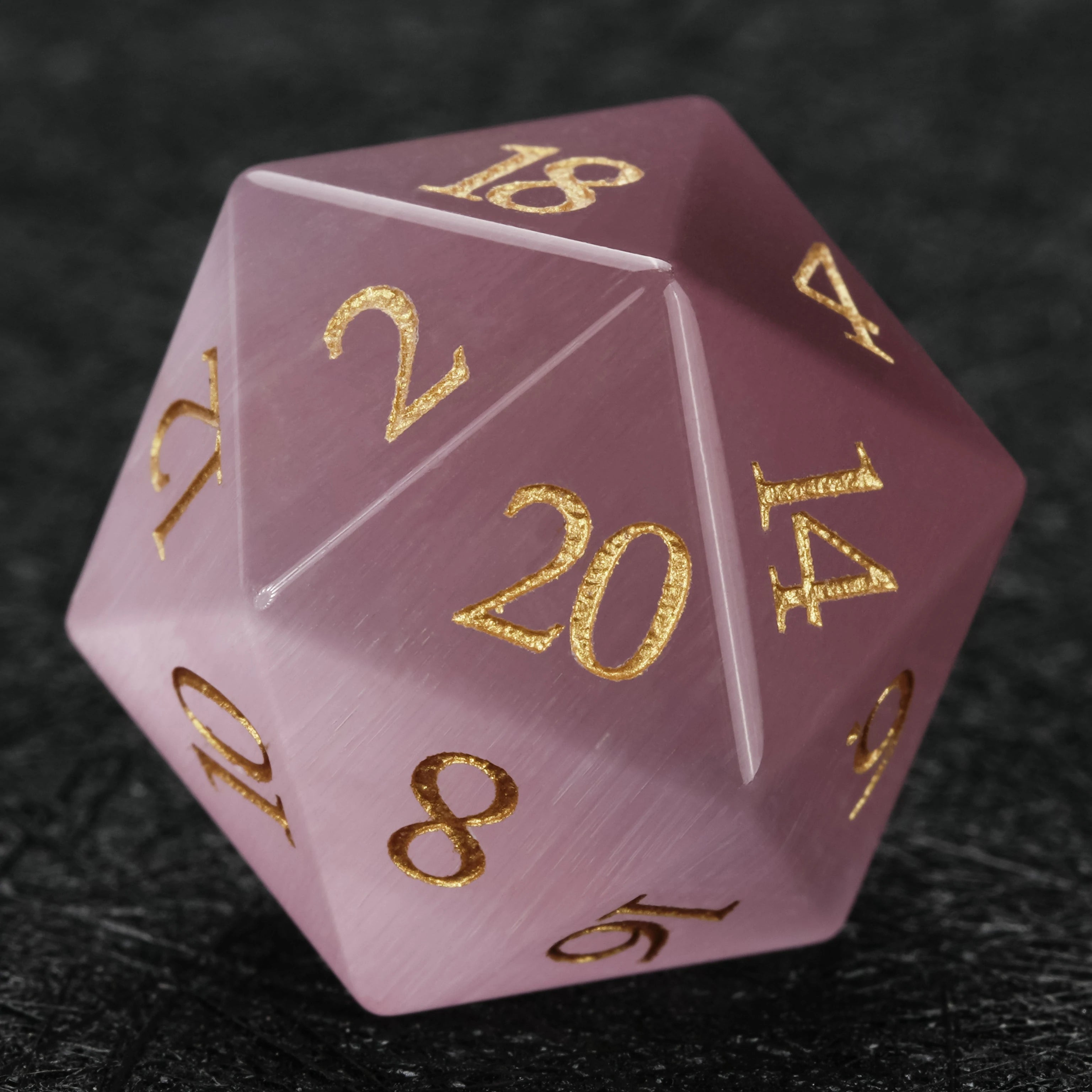 Light Pink Cat's Eye Stone Dice Set