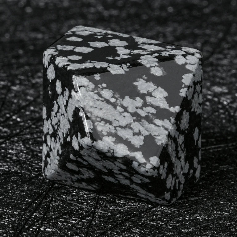 Custom Snowflake Obsidian Dice Set | Engraved Text, Logo & Numbers
