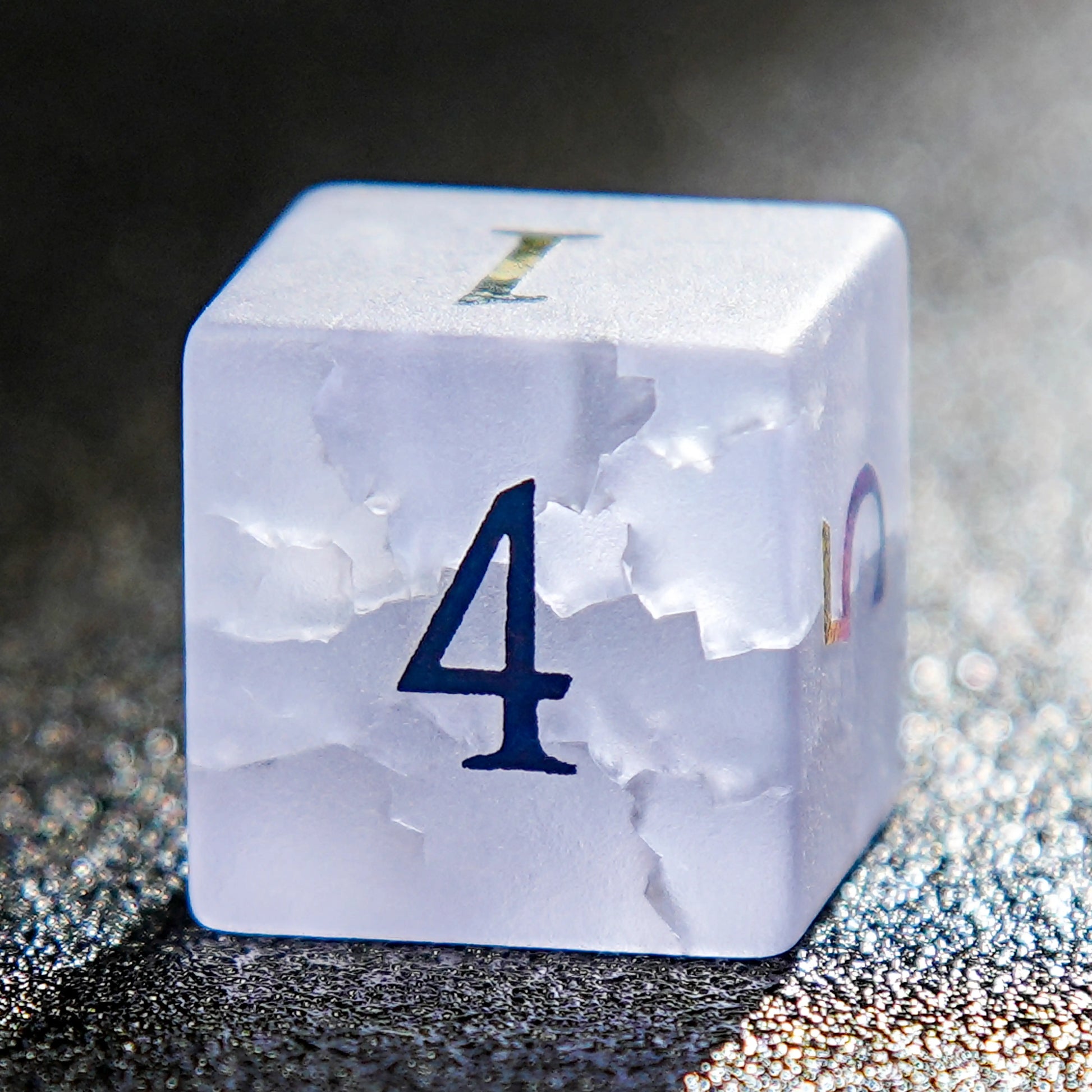 Light Purple Frosted Crystal DND D6 Dice + Colorful Numbers | Bear Dice