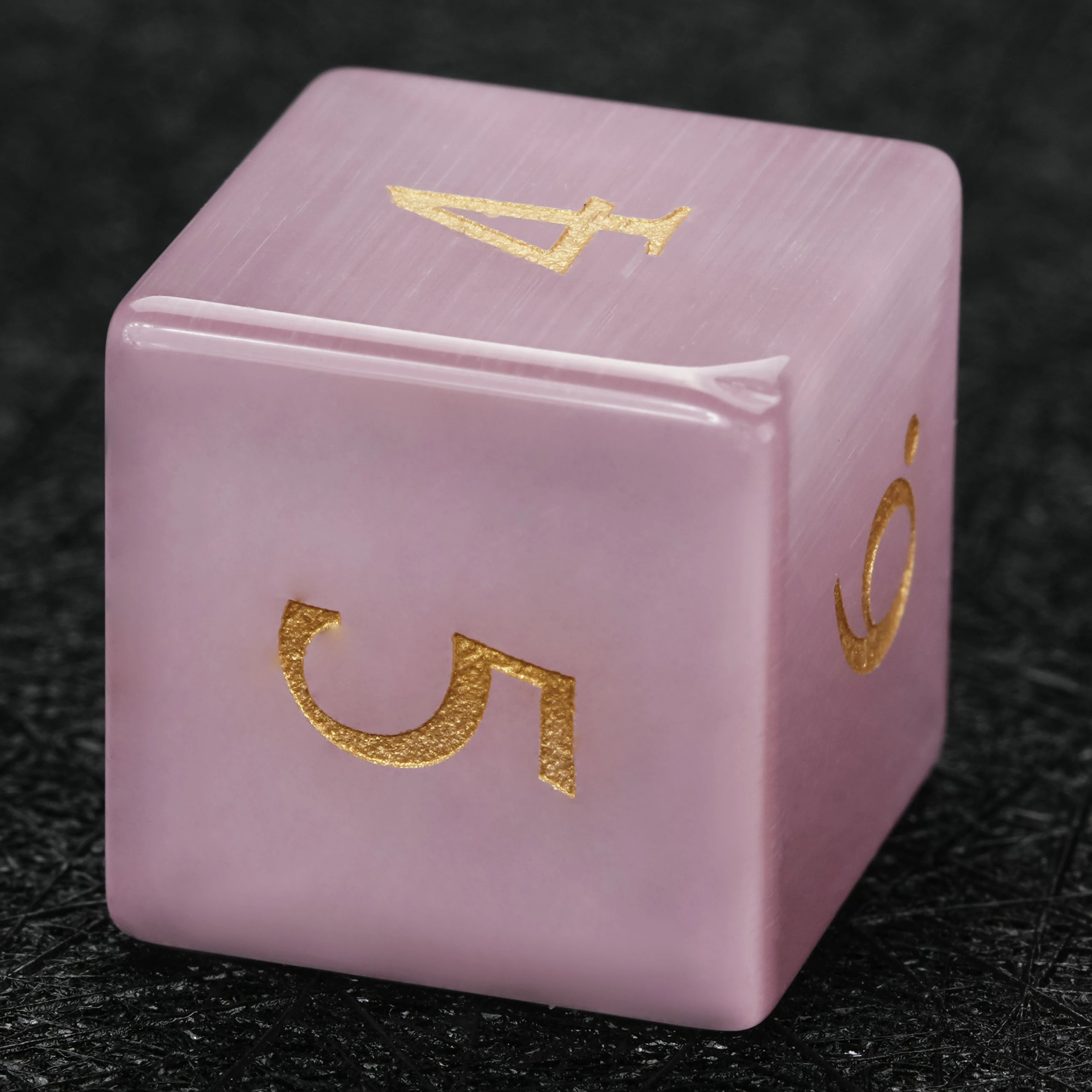 Light Pink Cat's Eye Stone Dice Set