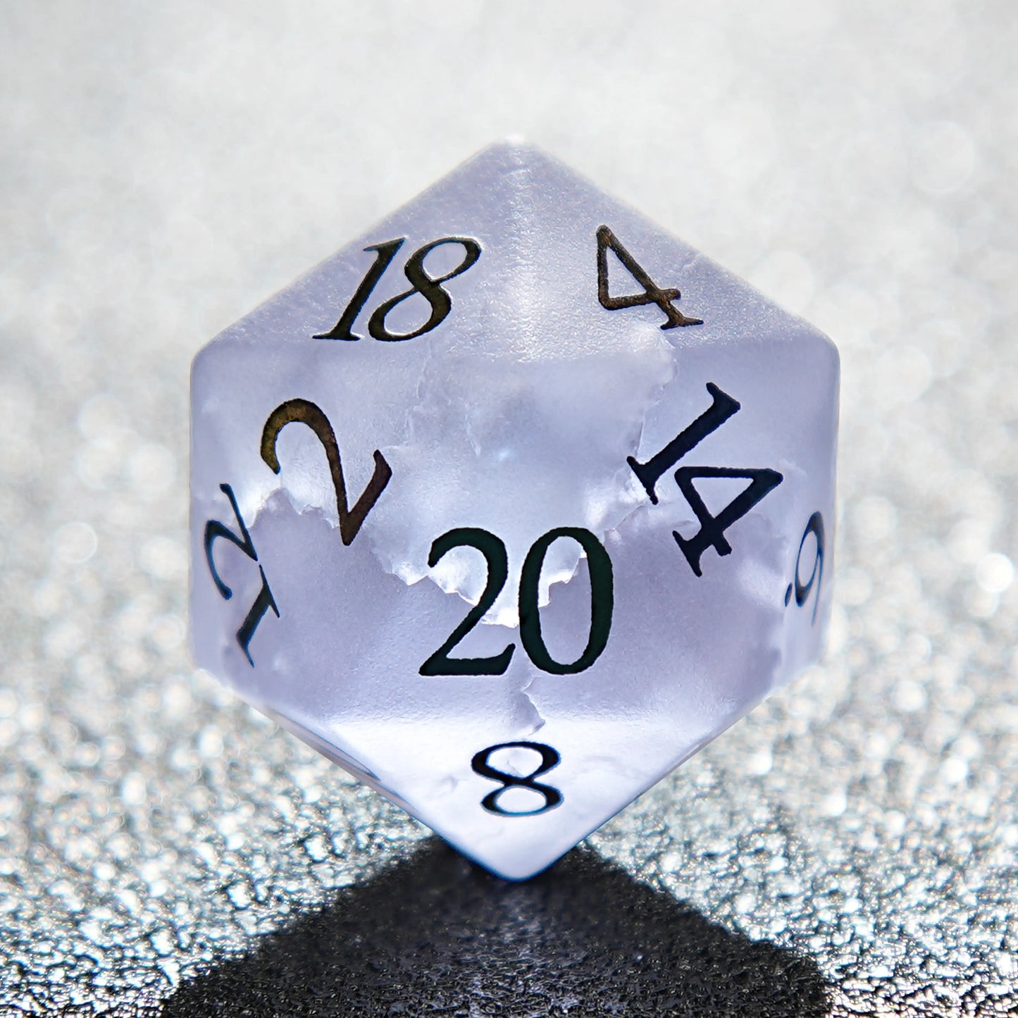 Light Purple Frosted Crystal DND 20 Sided Dice + Colorful Numbers | Bear Dice