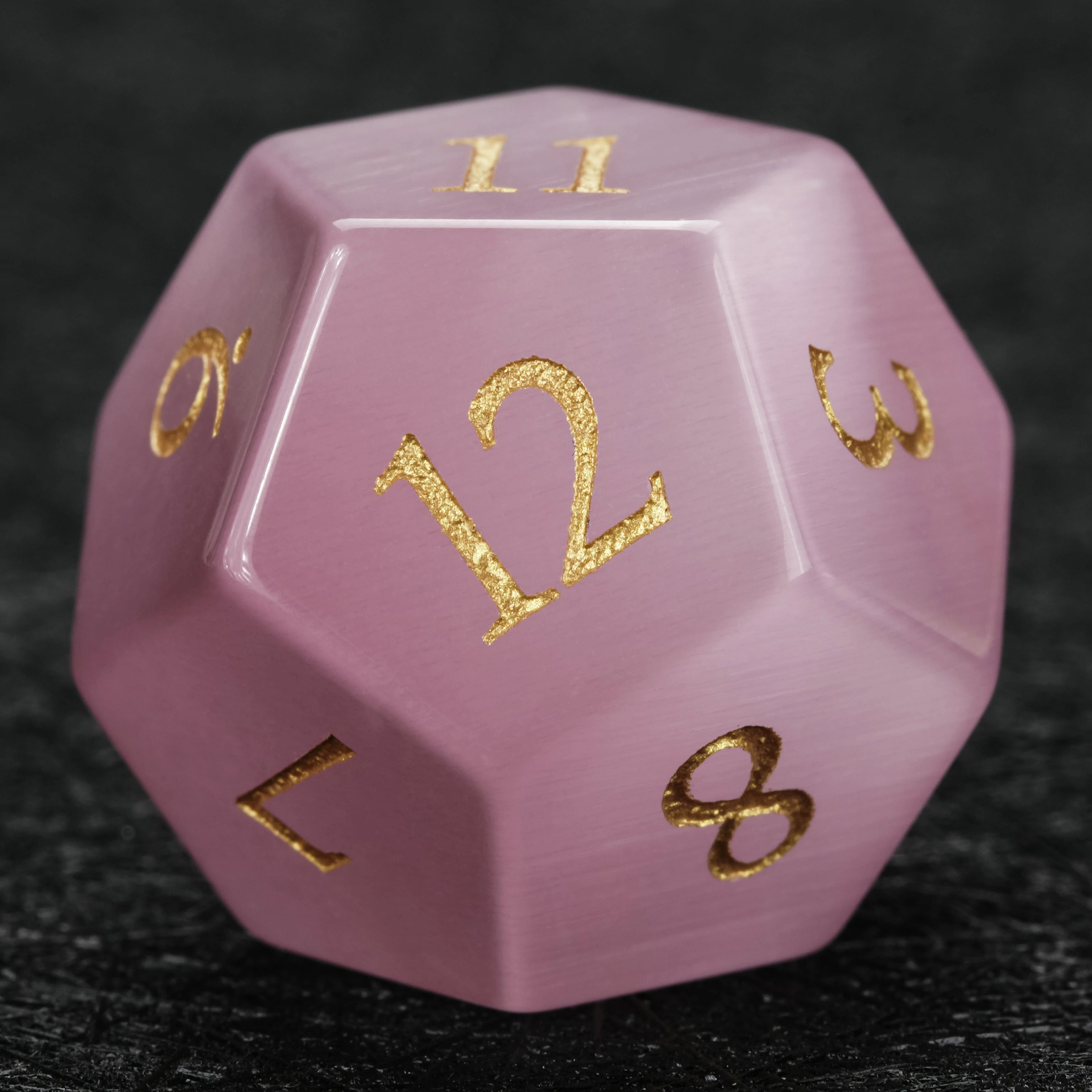 Light Pink Cat's Eye Stone Dice Set