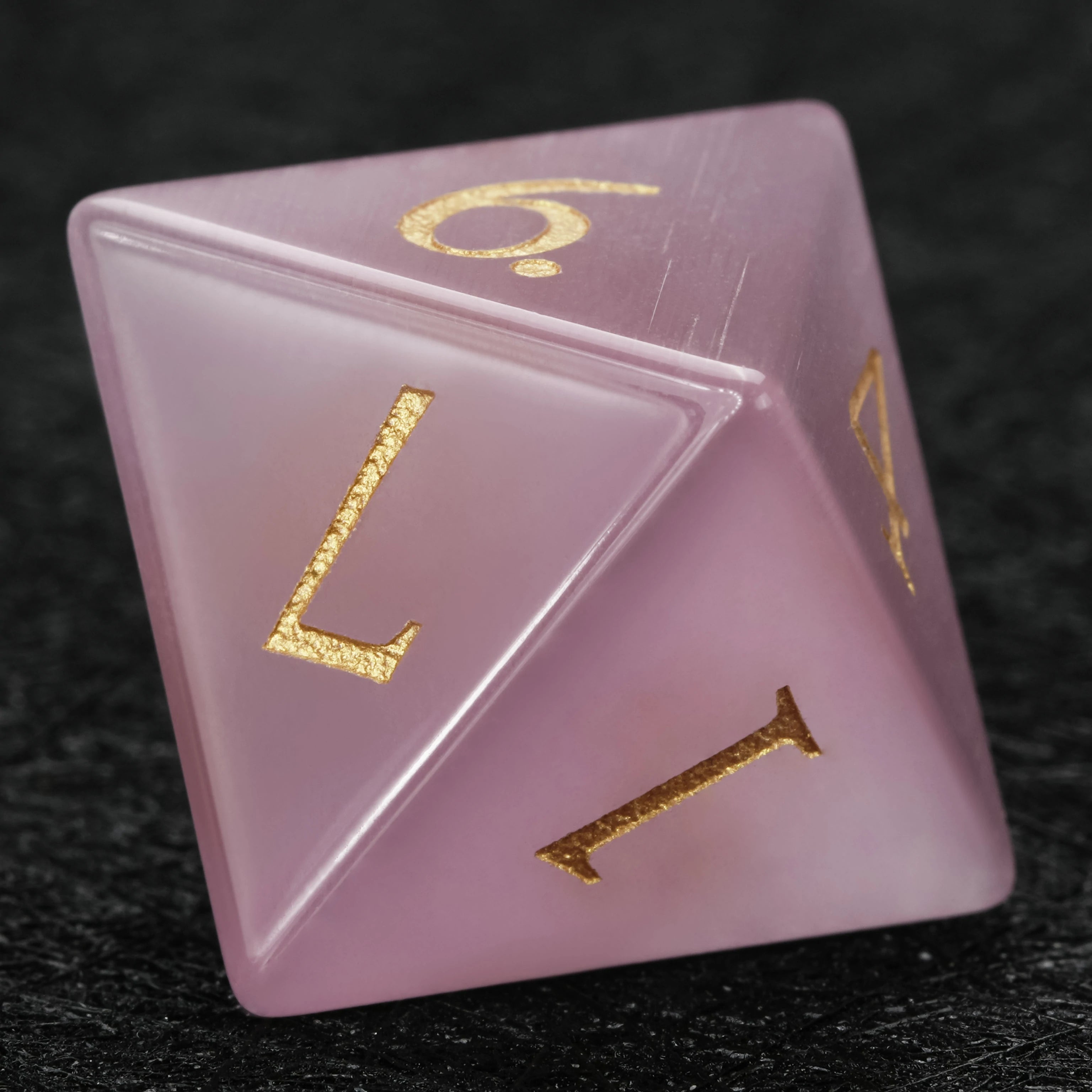 Light Pink Cat's Eye Stone Dice Set
