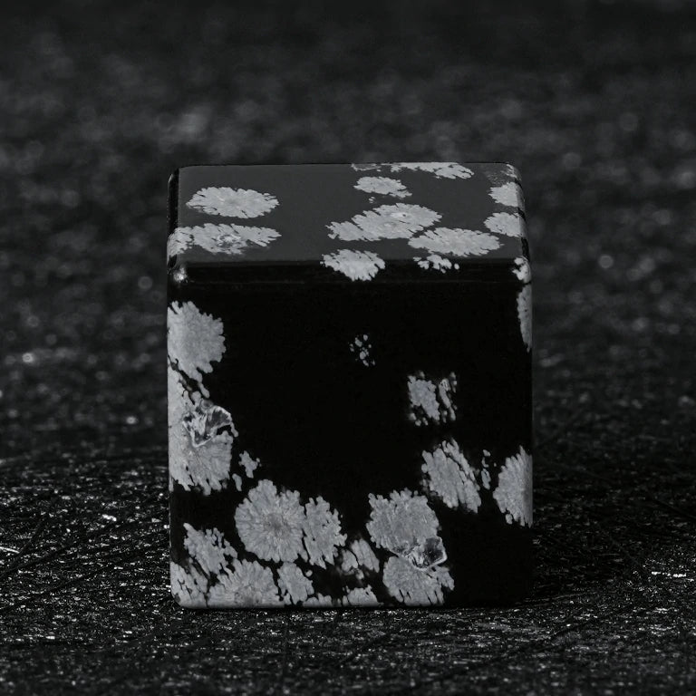 Custom Snowflake Obsidian Dice Set | Engraved Text, Logo & Numbers