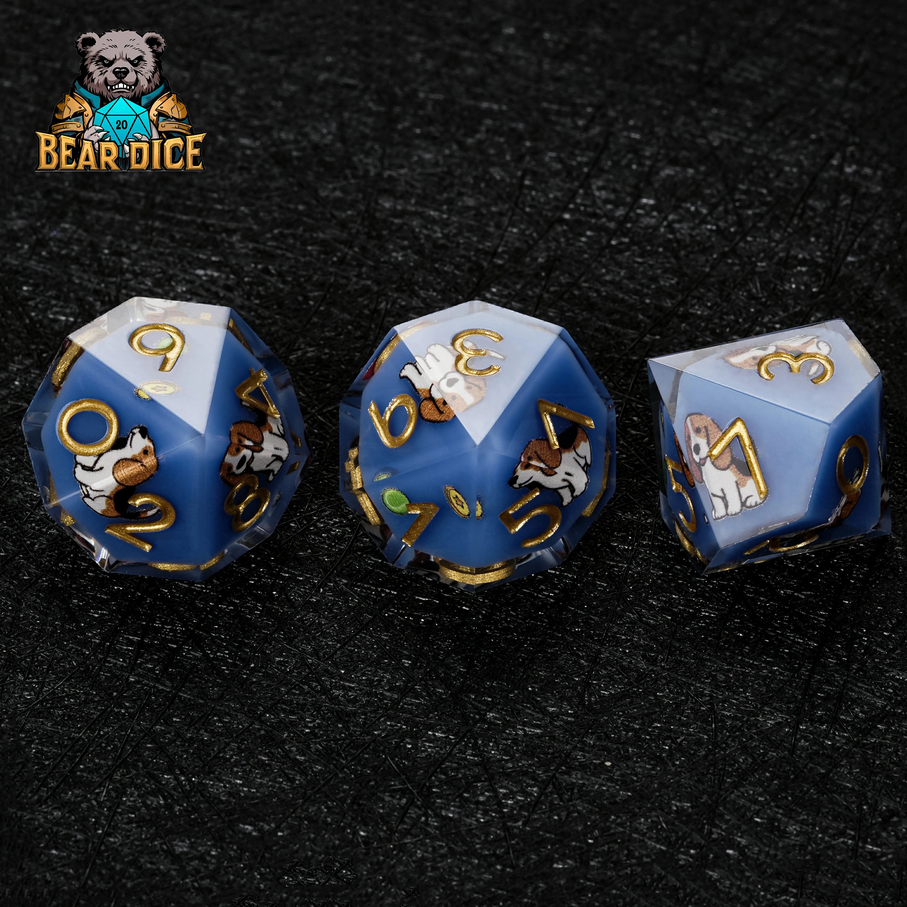Beagle Blue Resin DND D10 Dice | Single D10 for RPG Games