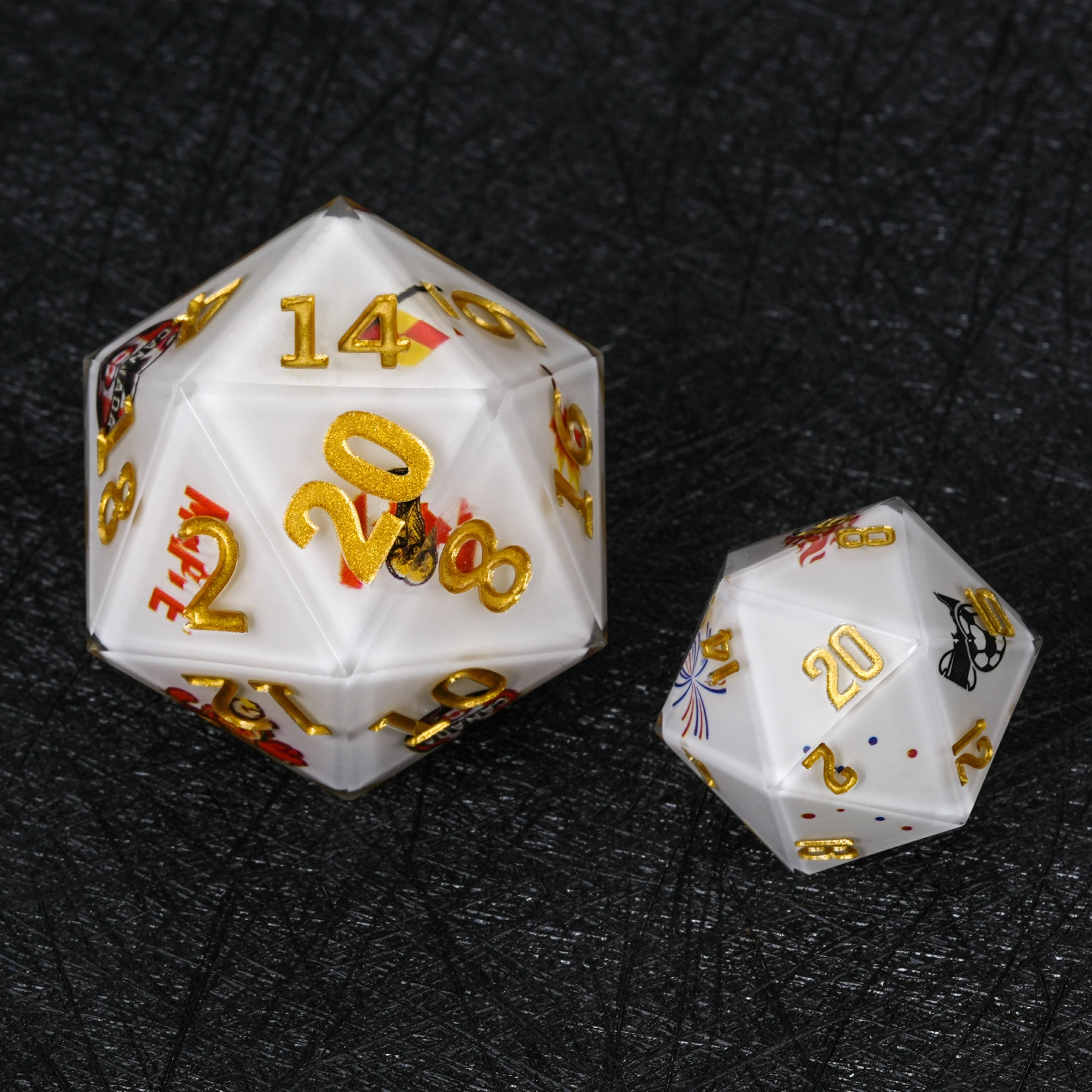 35mm World Cup Canada Soccer White Resin Large D20 Dice – Premium RPG Gaming Die