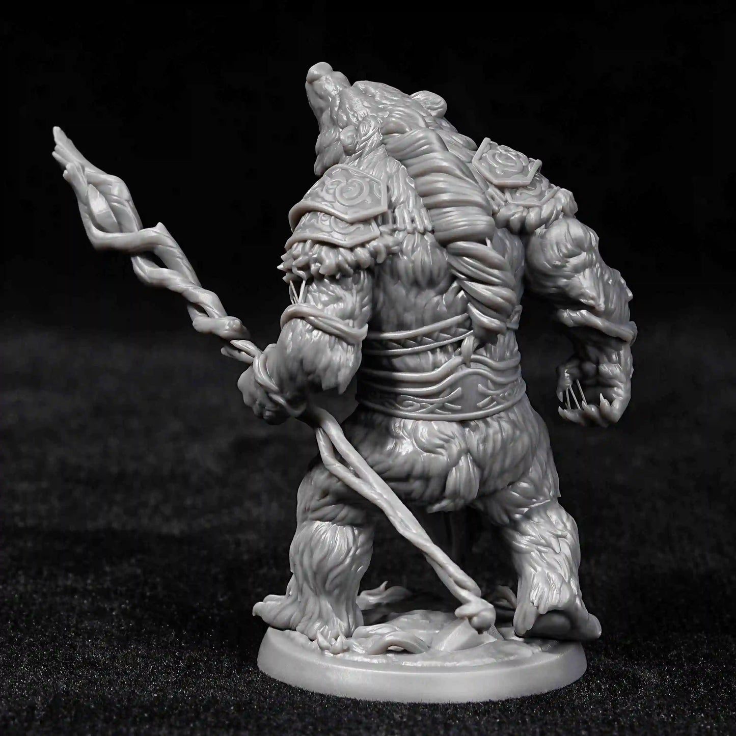 3D printed model of the Scourge of War DND Bear Warrior adds combat flavor