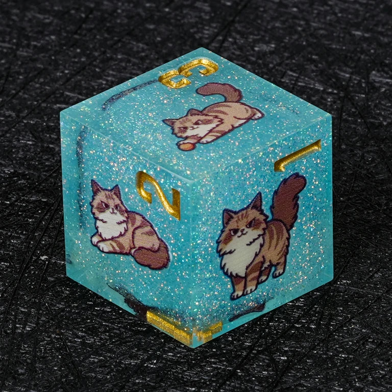 Kickstarter Dice — Siberian Cat Polyhedral DND Resin Dice Set