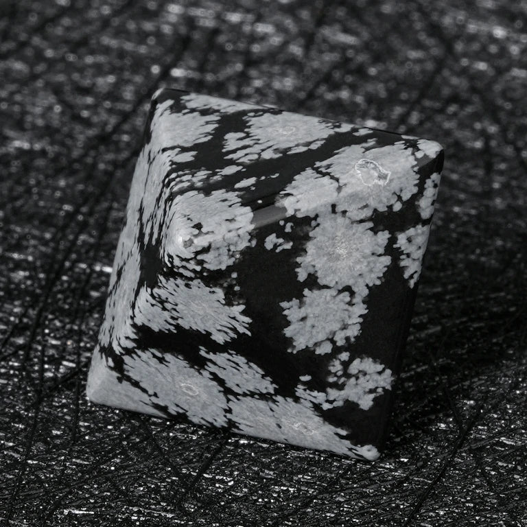 Custom Snowflake Obsidian Dice Set | Engraved Text, Logo & Numbers