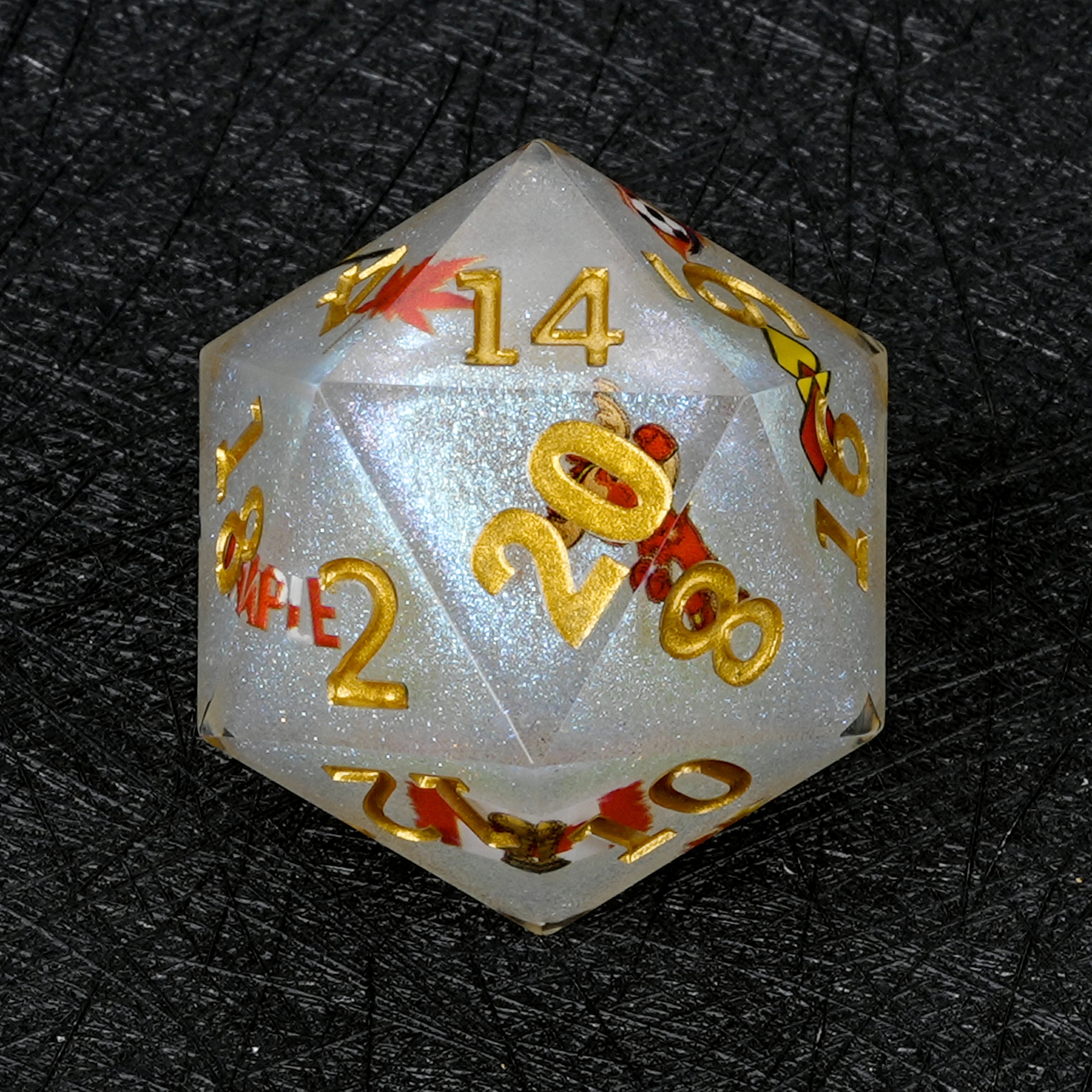 35mm World Cup Canada Soccer White Glitter Resin D20 Dice