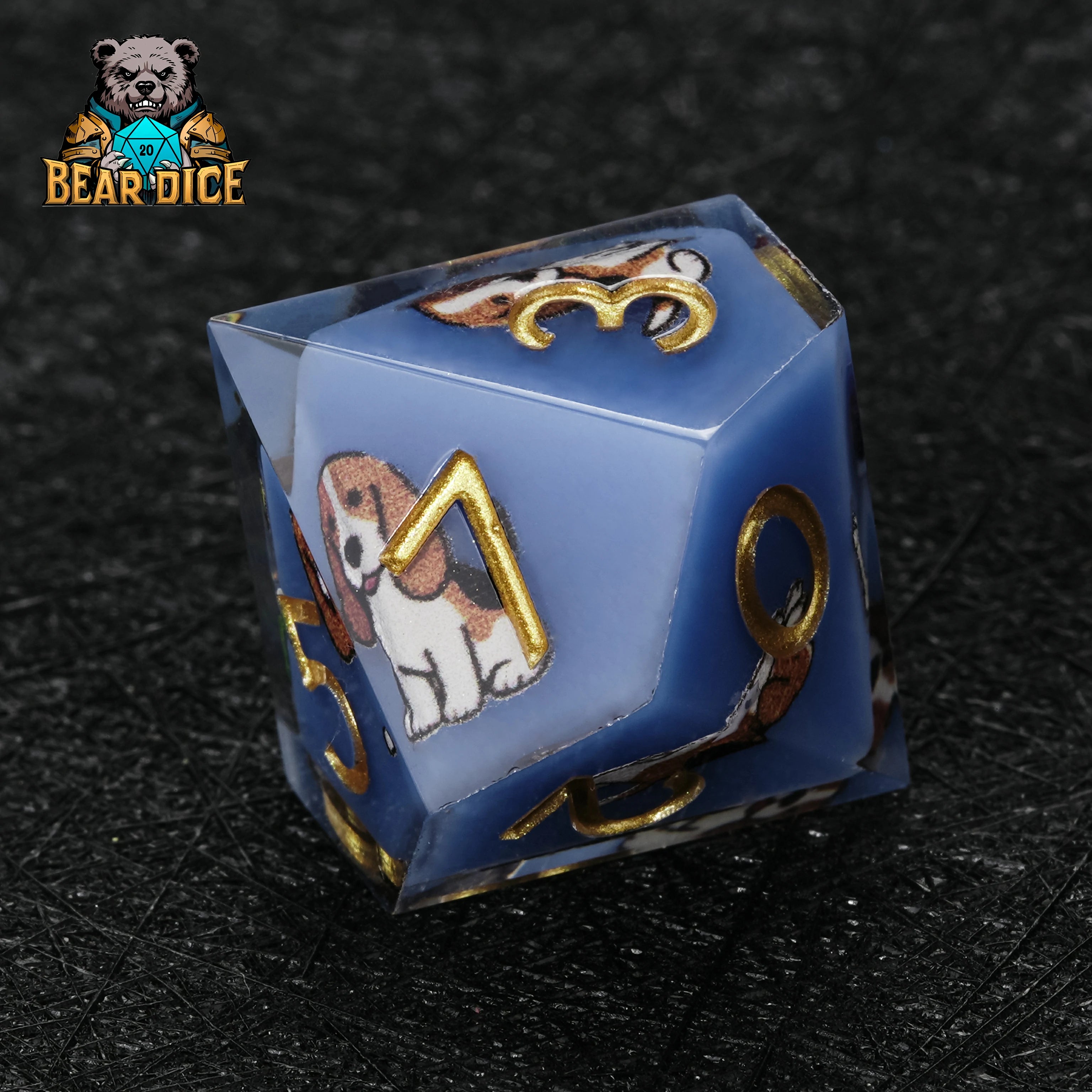 Beagle Blue Resin DND D10 Dice | Single D10 for RPG Games