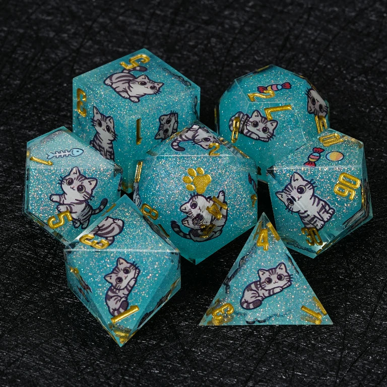 Kickstarter Dice — American Shorthair Cat Polyhedral DND Resin Dice Set