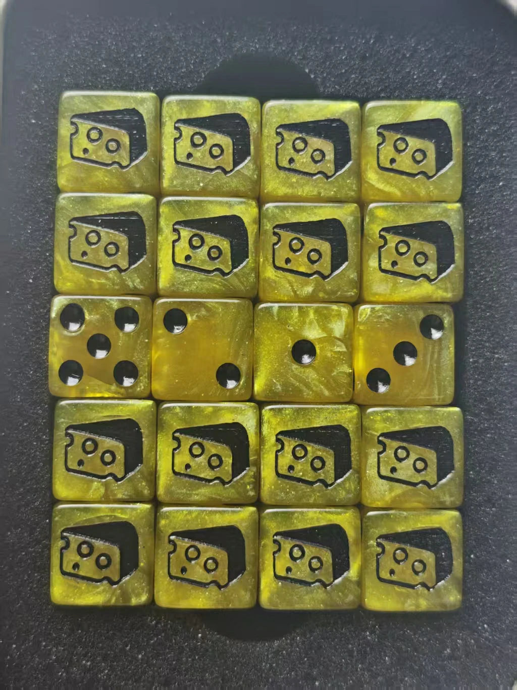 Cheese-Yellow Swirl Acrylic D6 Dice | Handcrafted RPG Gaming Dice