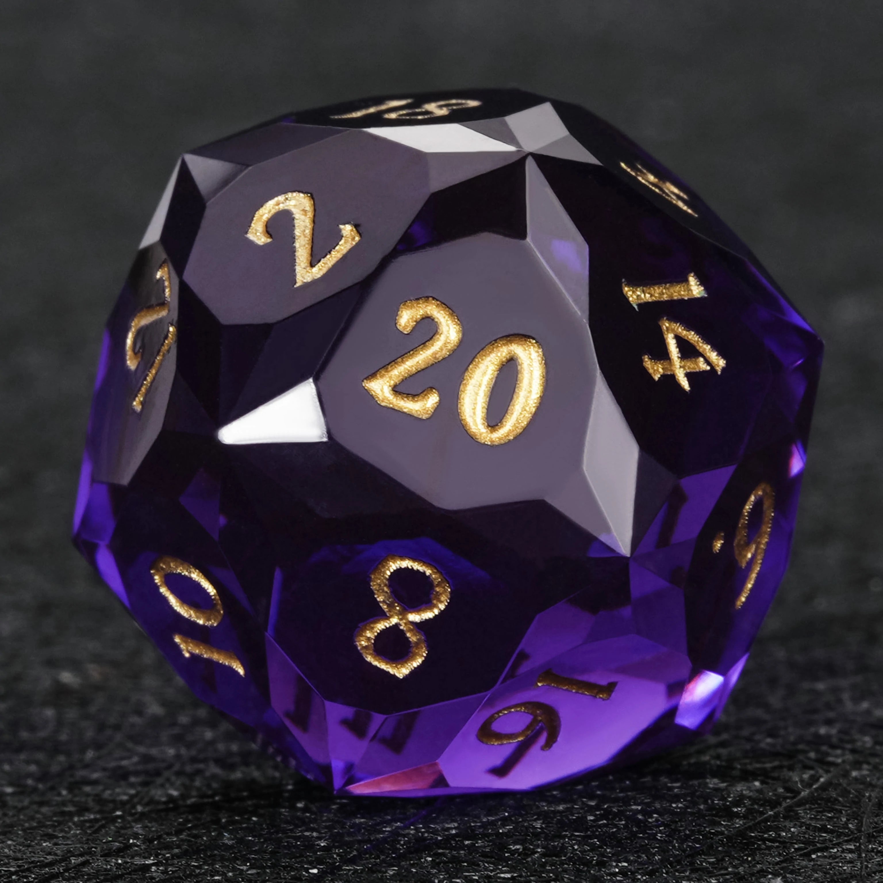 Bright Purple Transparent Resin DND Dice Set – Handmade D20 Dice for RPG