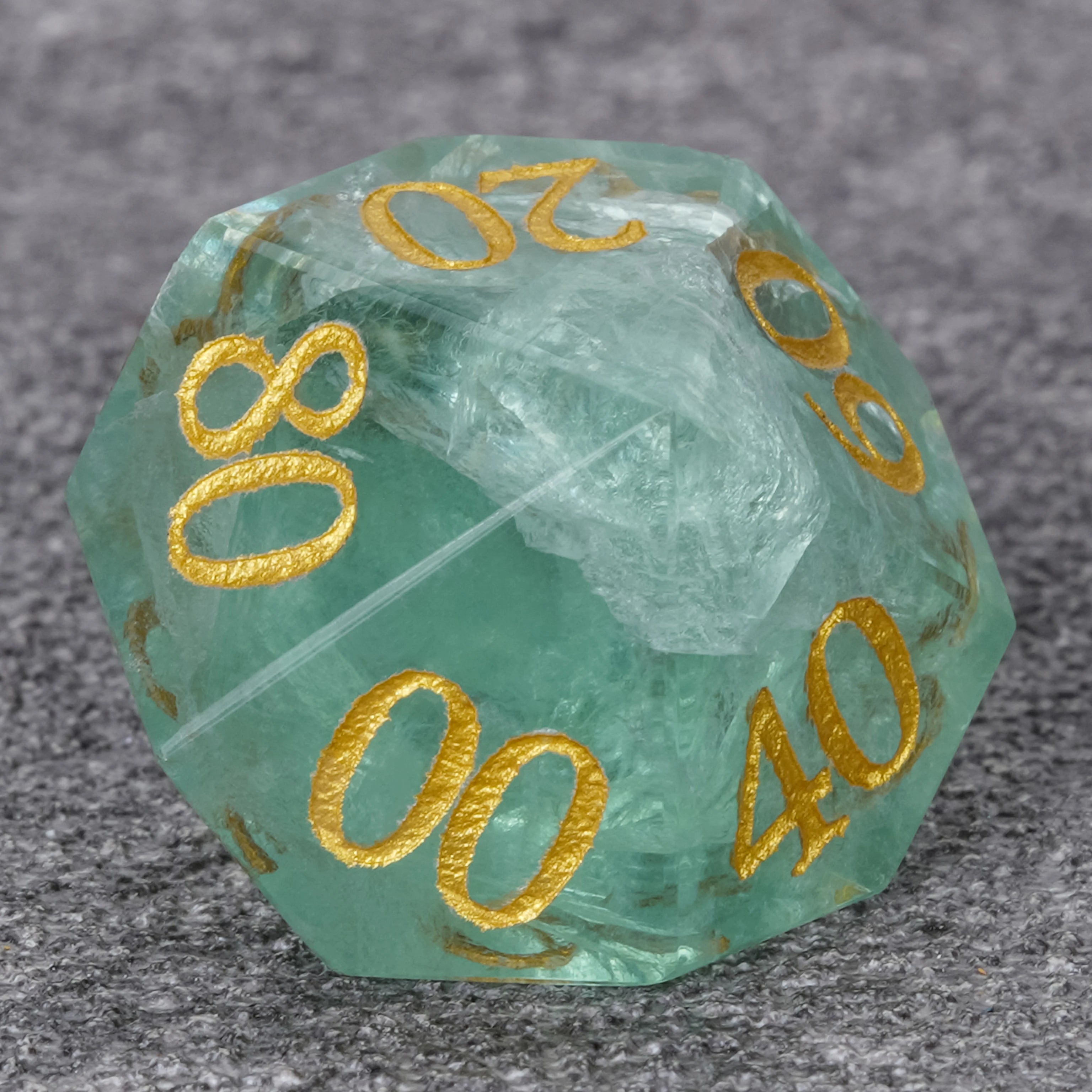 Natural Green Fluorite Multi-Faceted Dice Set