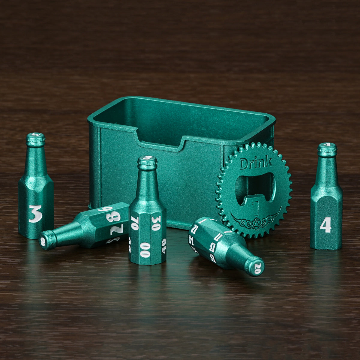 Kickstarter Dice — Unique Metal Beer Bottle Dice Set