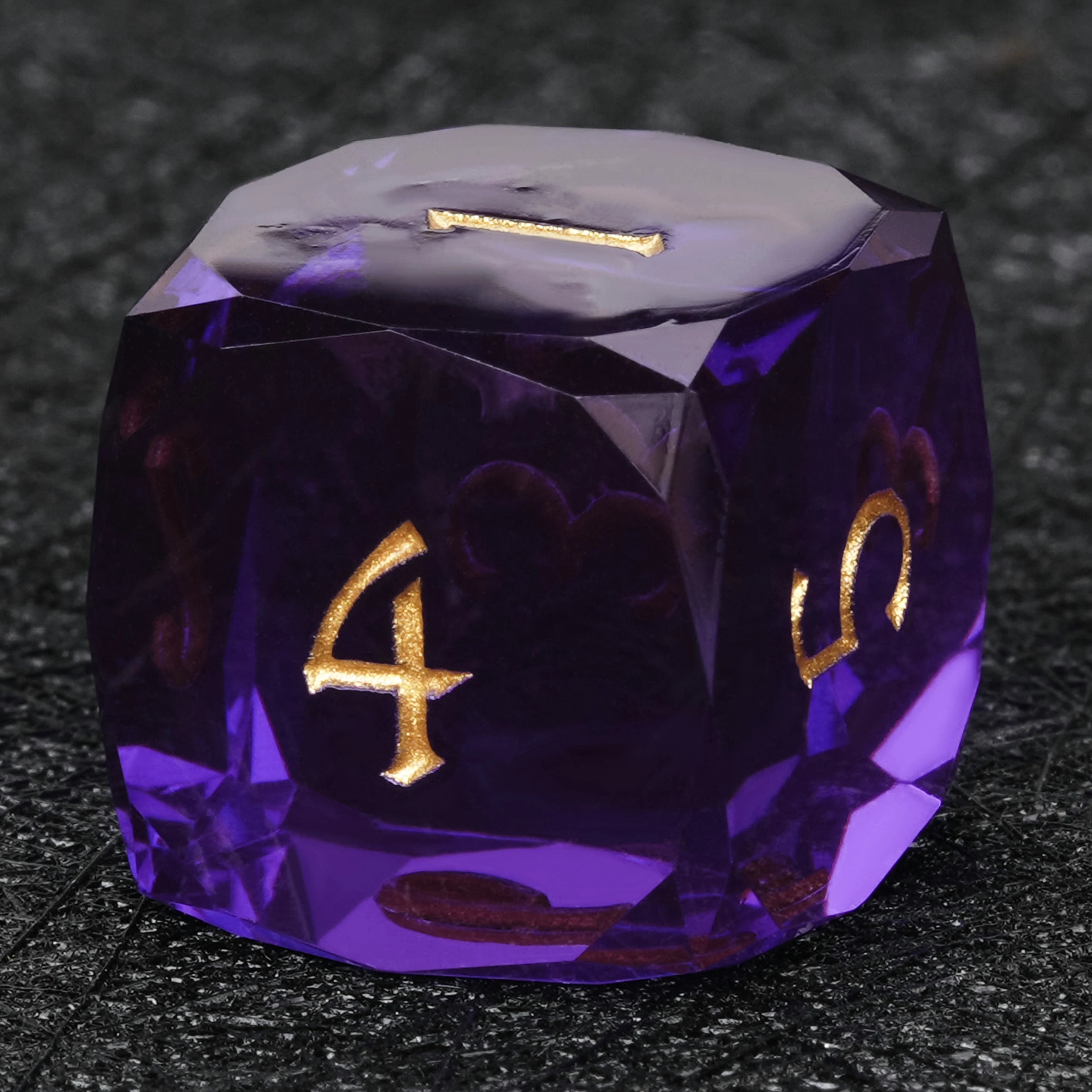 Bright Purple Transparent Resin DND Dice Set – Handmade D20 Dice for RPG