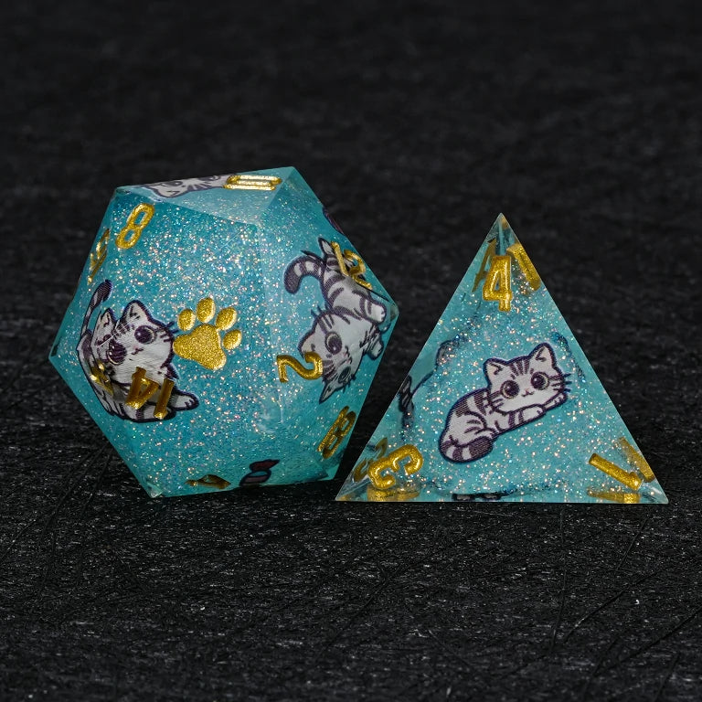 Kickstarter Dice — American Shorthair Cat Polyhedral DND Resin Dice Set