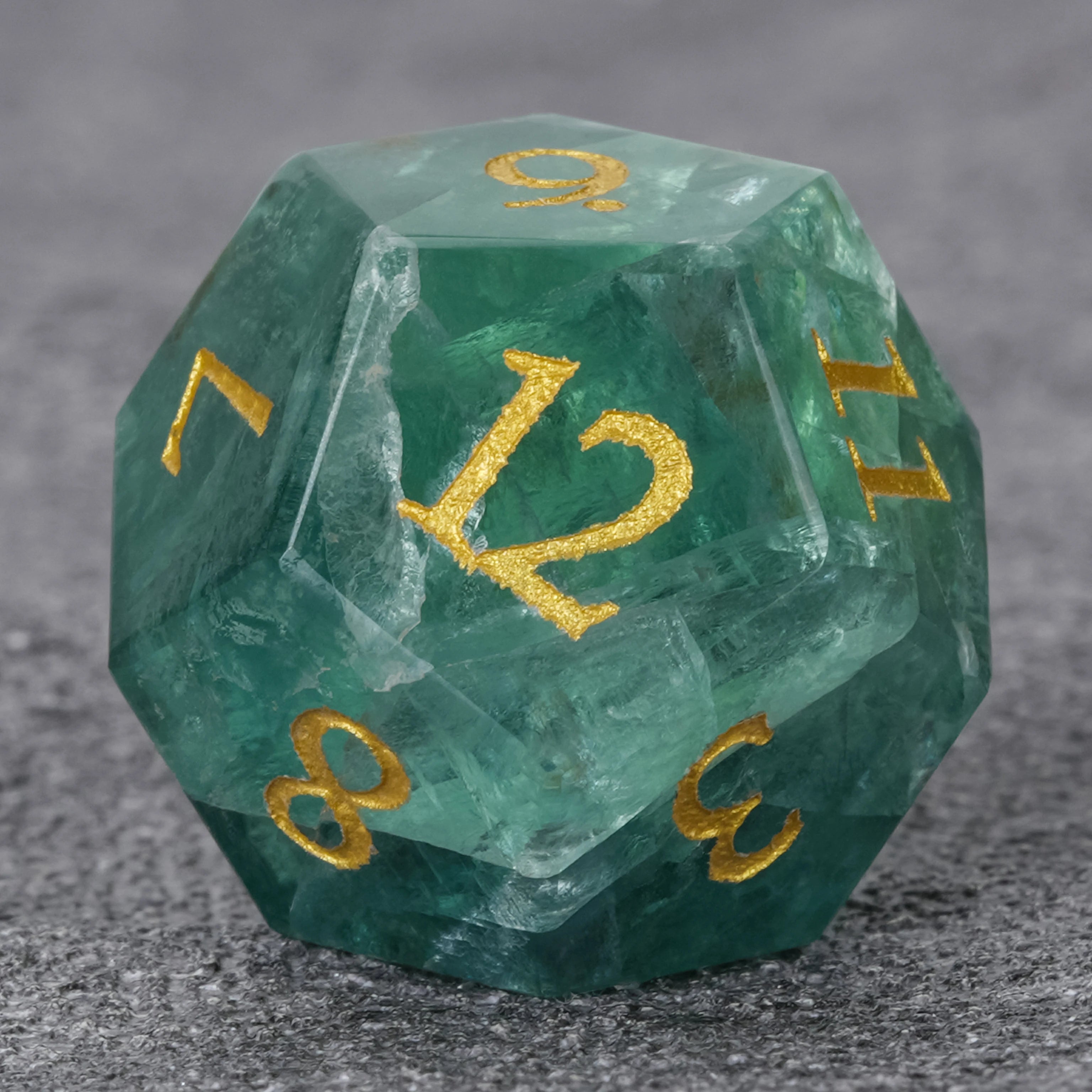 Natural Green Fluorite Multi-Faceted Dice Set