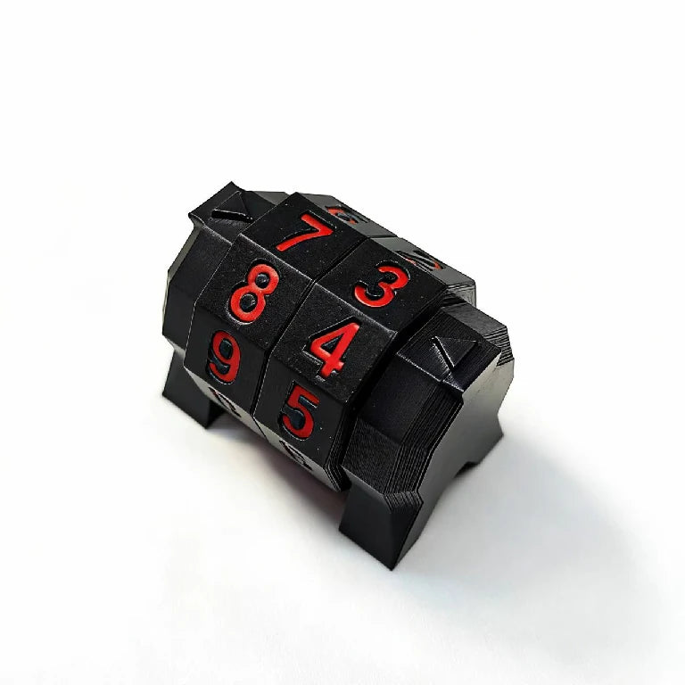 3D printed black MTG life counter with red numbers | Bear Dice