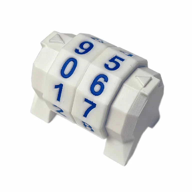 3D printed white MTG life counter with blue numbers | Bear Dice
