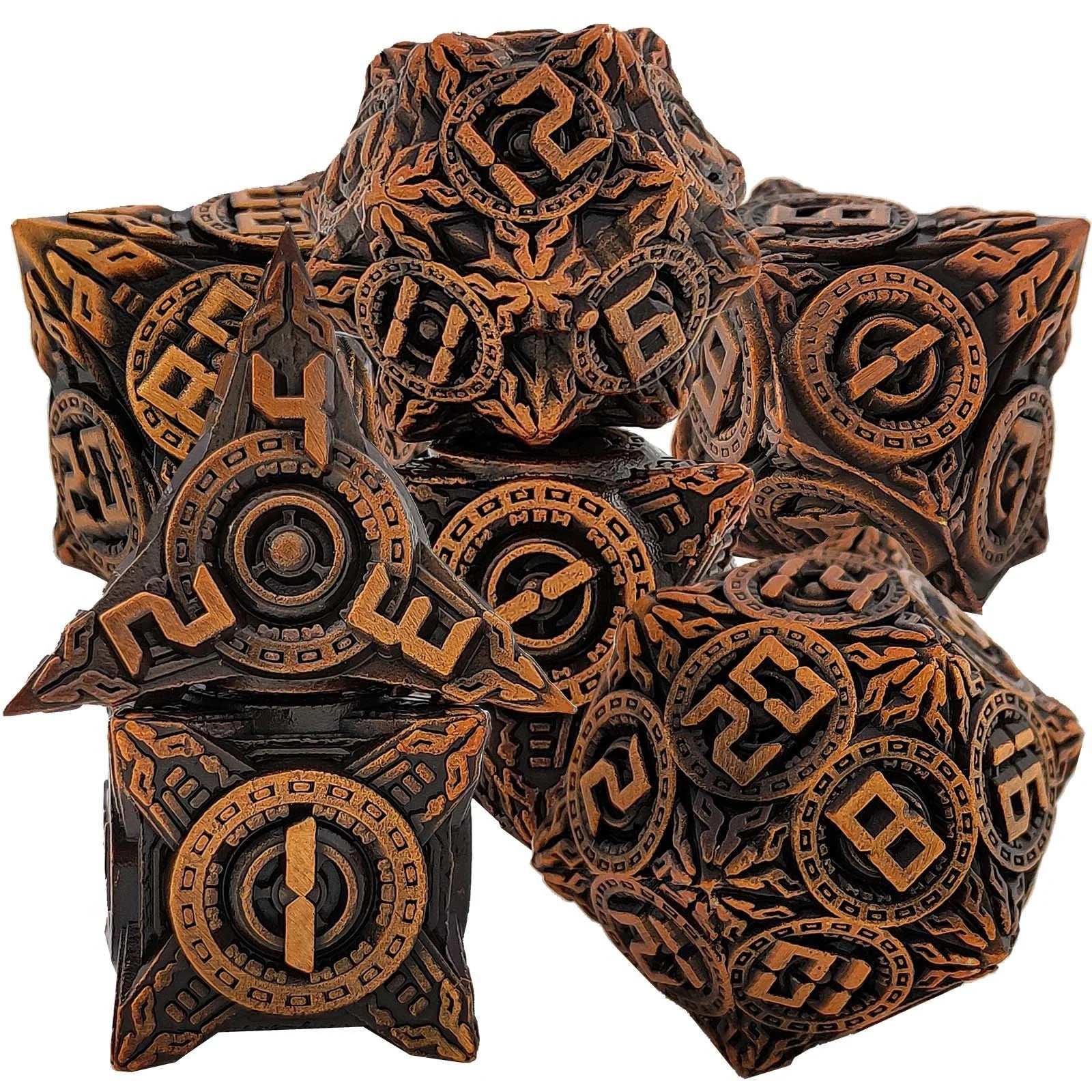 UFO Elements - Solid Metal DND Dice Set Ancient Gold | Bear Dice