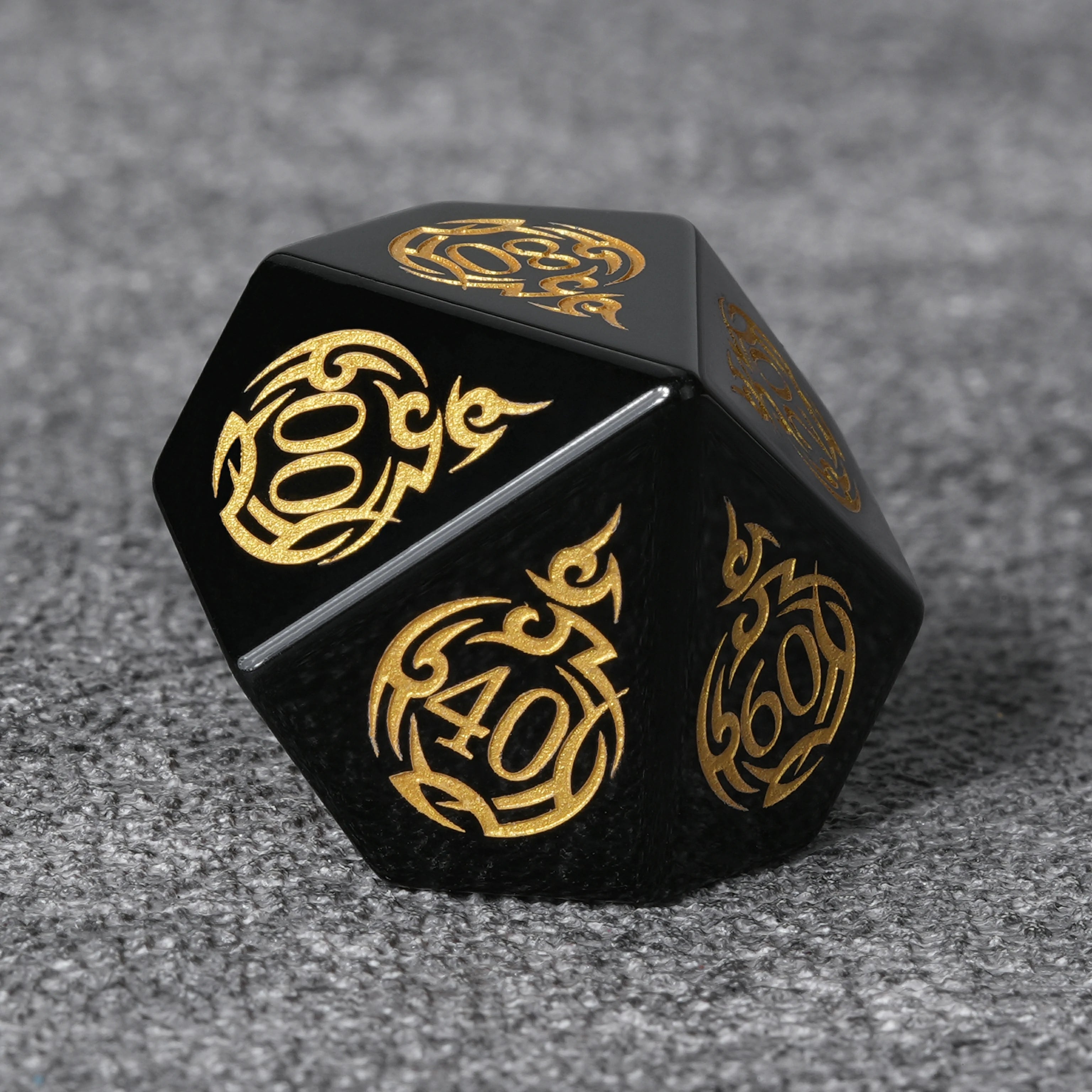 Flame Rune Obsidian Dice Set