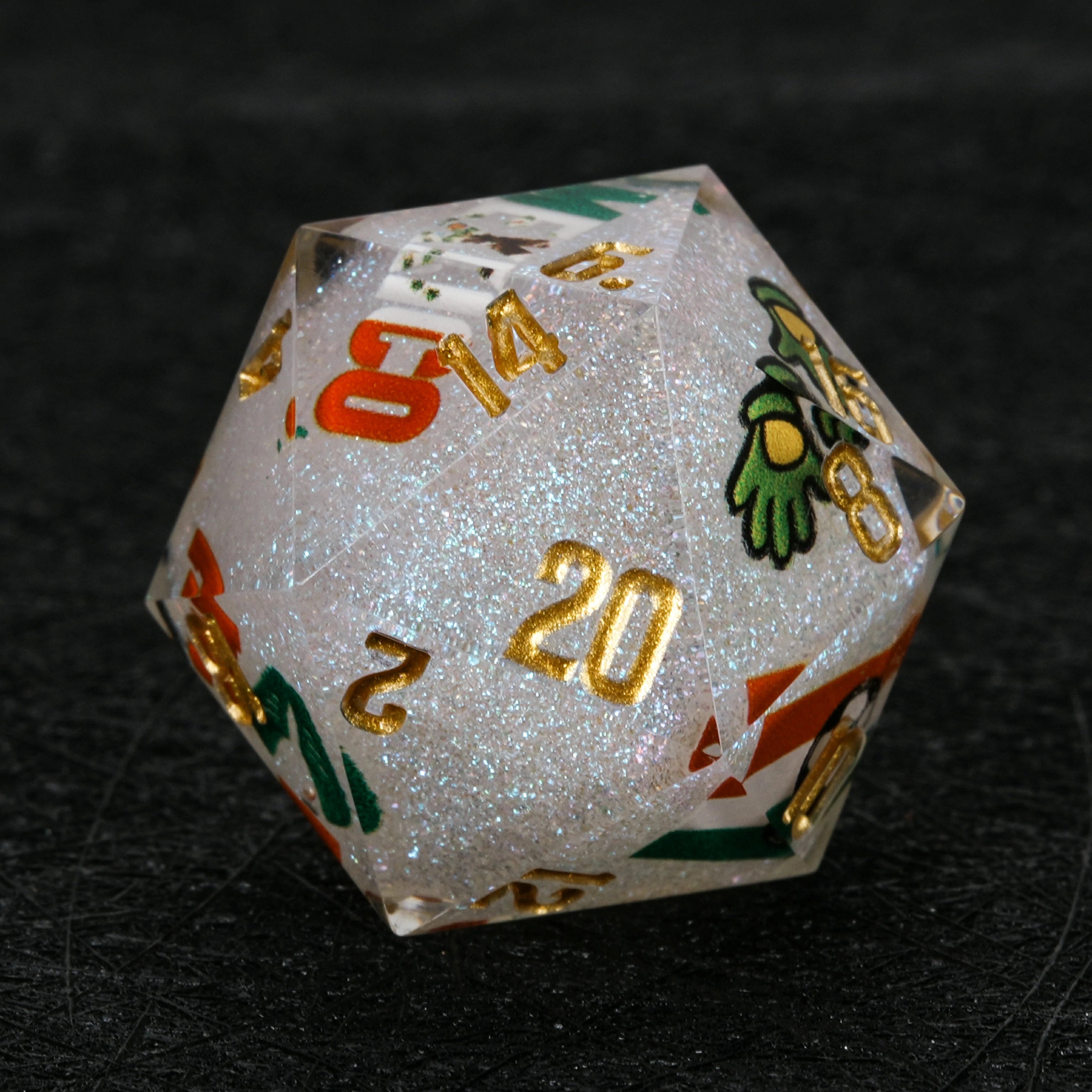 Mexico Soccer DND Dice Set – World Cup Glitter Resin Polyhedral Dice for RPG