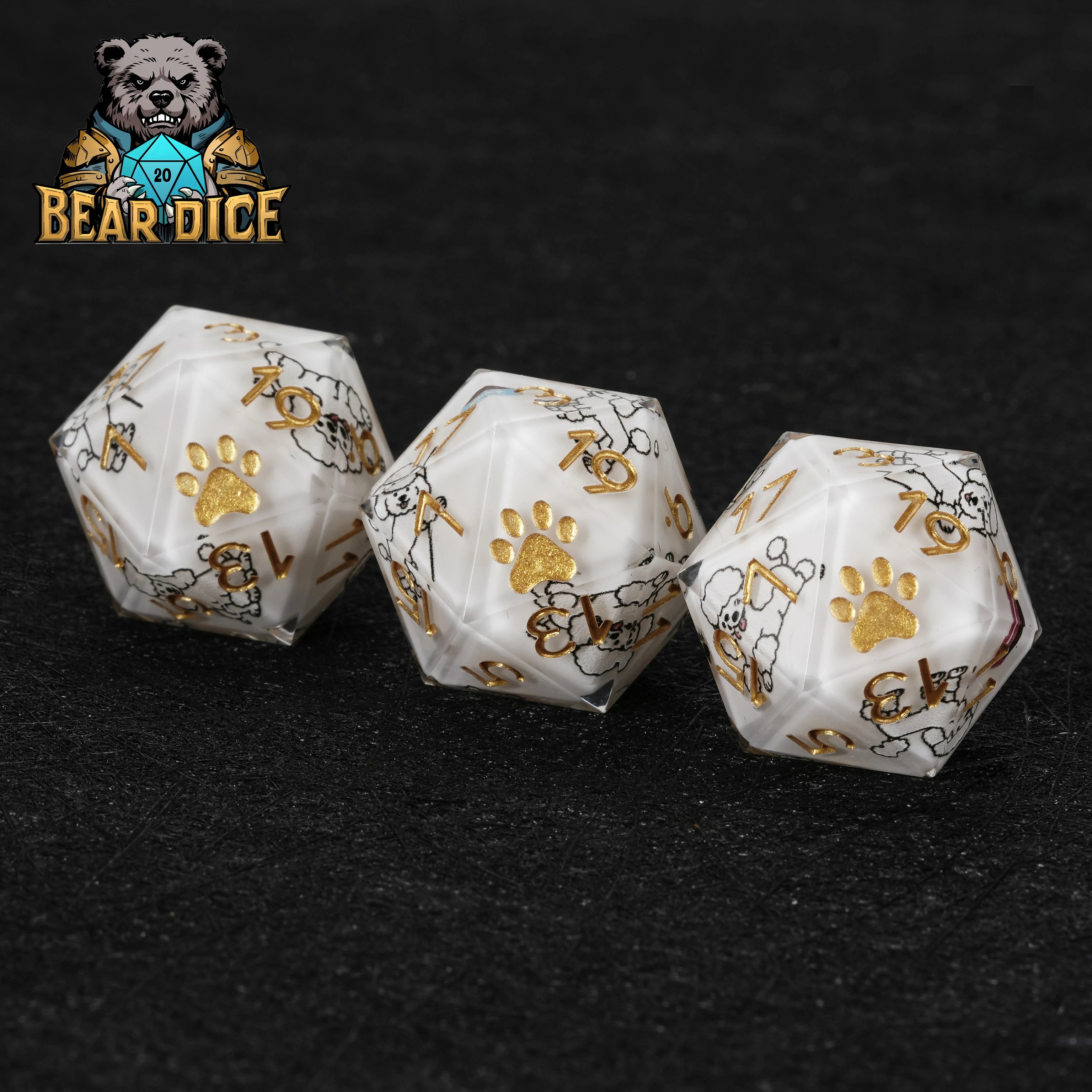 White Resin Poodle DND D20 Dice | Cute Dog RPG Single Die