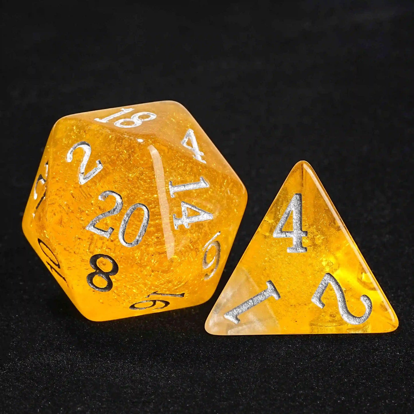 Large Budweiser themed yellow resin d20 dice、d4 dice | Bear dice