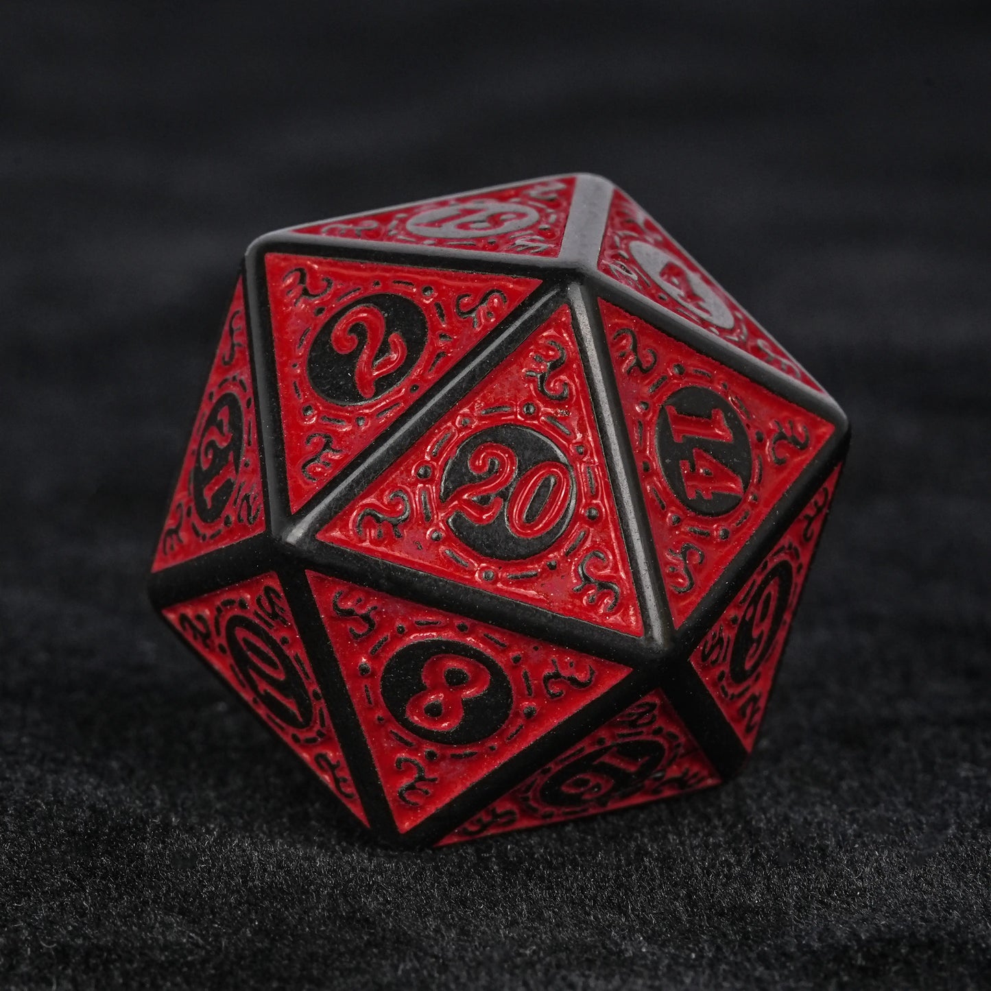 Black and red magic pattern acrylic DND D20 dice| Bear Dice