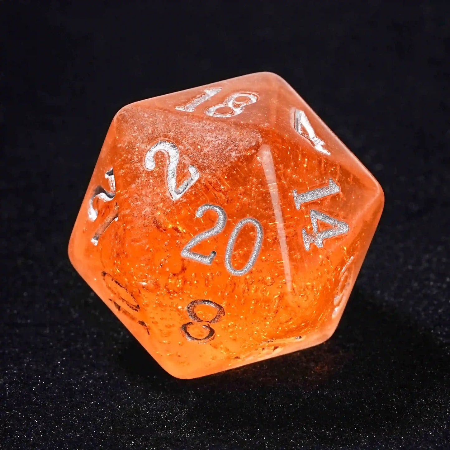 Amber Ale Beer Liquid Core Resin DND D20 Dice + Silver Font | Bear Dice