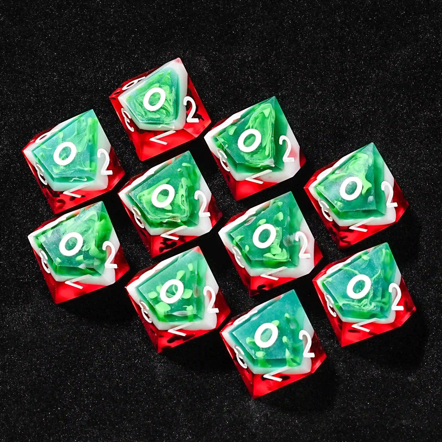 10D10 Resin Dice: The Juicy Watermelon Edition | Bear Dice