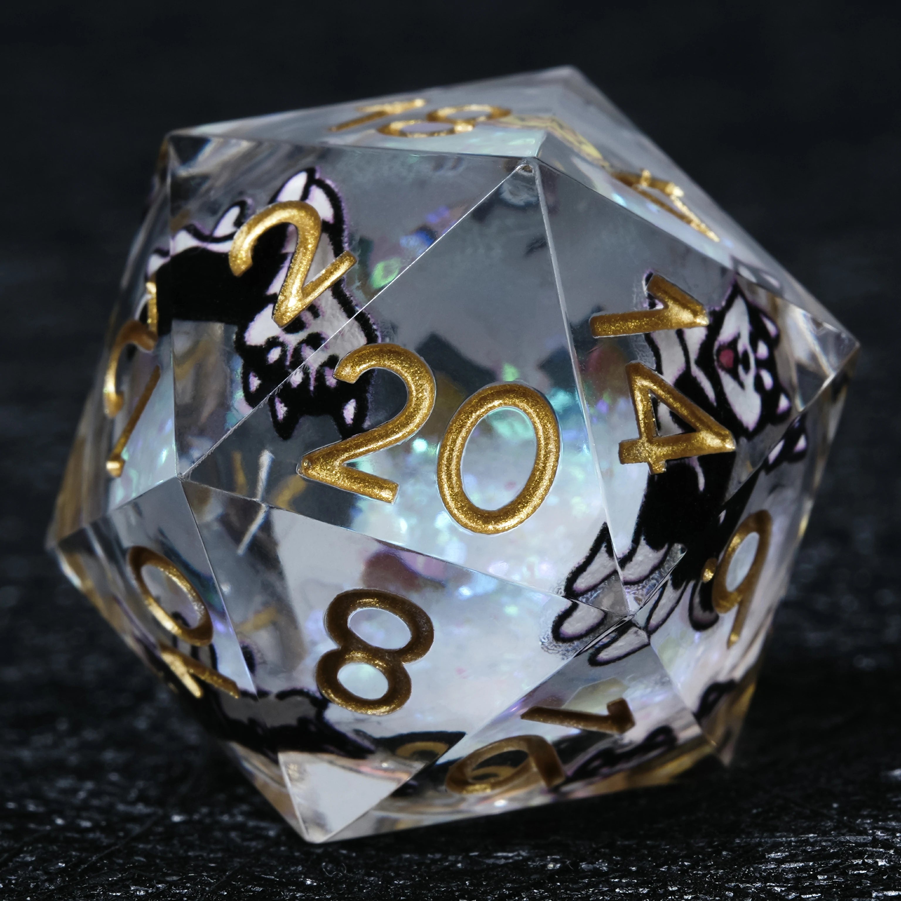 Husky White Liquid-Core Resin Dice Set | Gold Numbers
