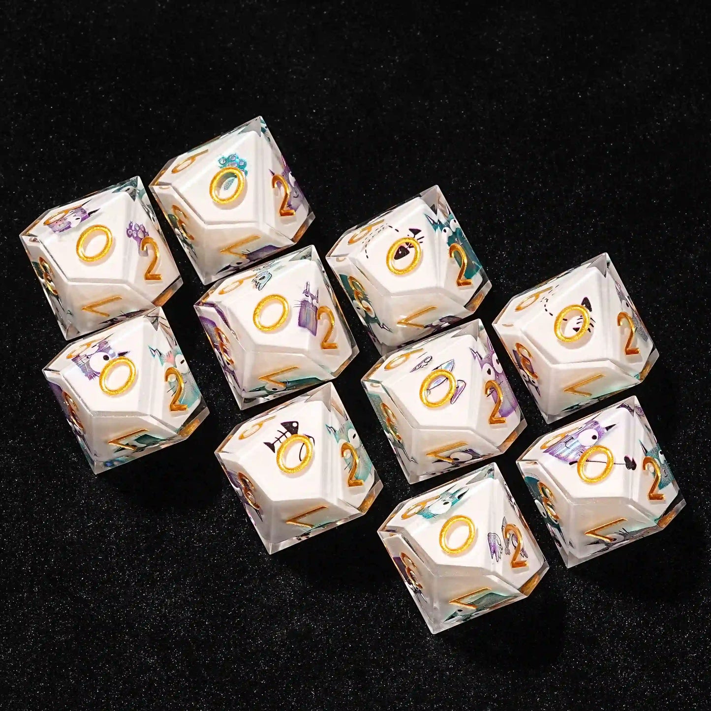 Charming 10D10 Resin Dice - Cute Cats | Bear Dice