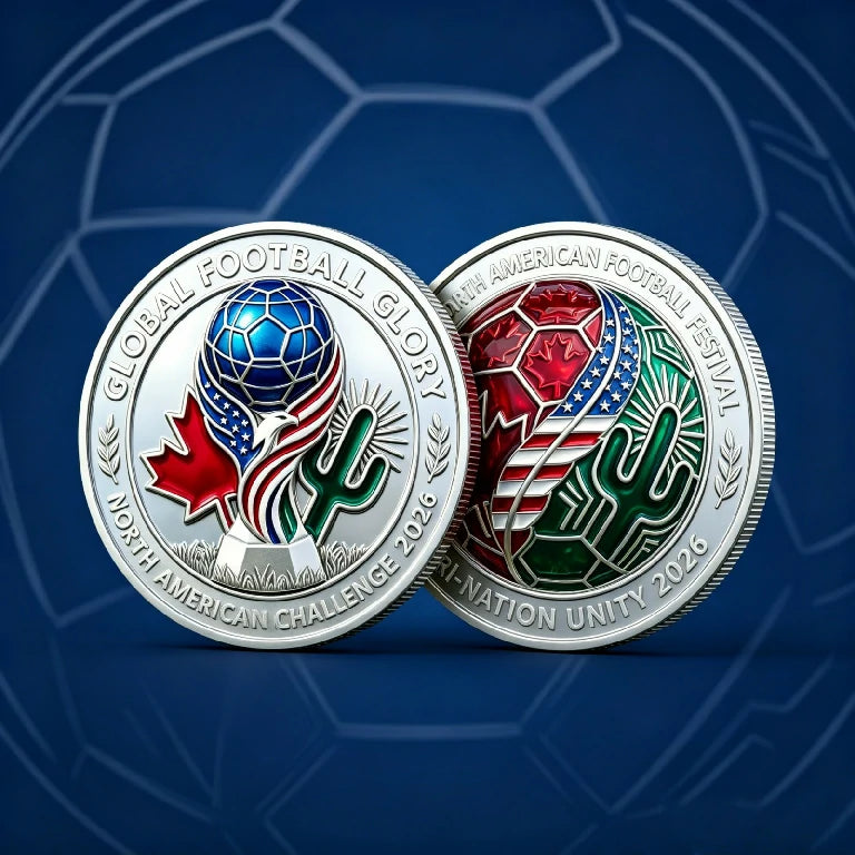 2026 World Cup 3D Embossed Commemorative Coin | Collectible Metal Football Souvenir Badge
