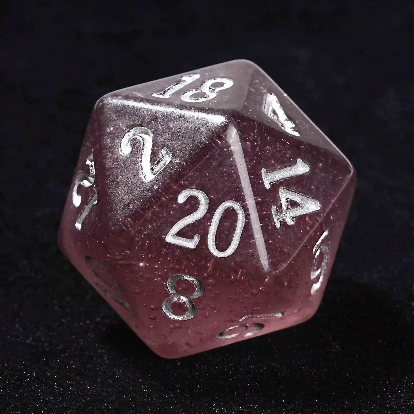 Black Ale Liquid Core Resin DND D20 Dice + Silver Font | Bear Dice