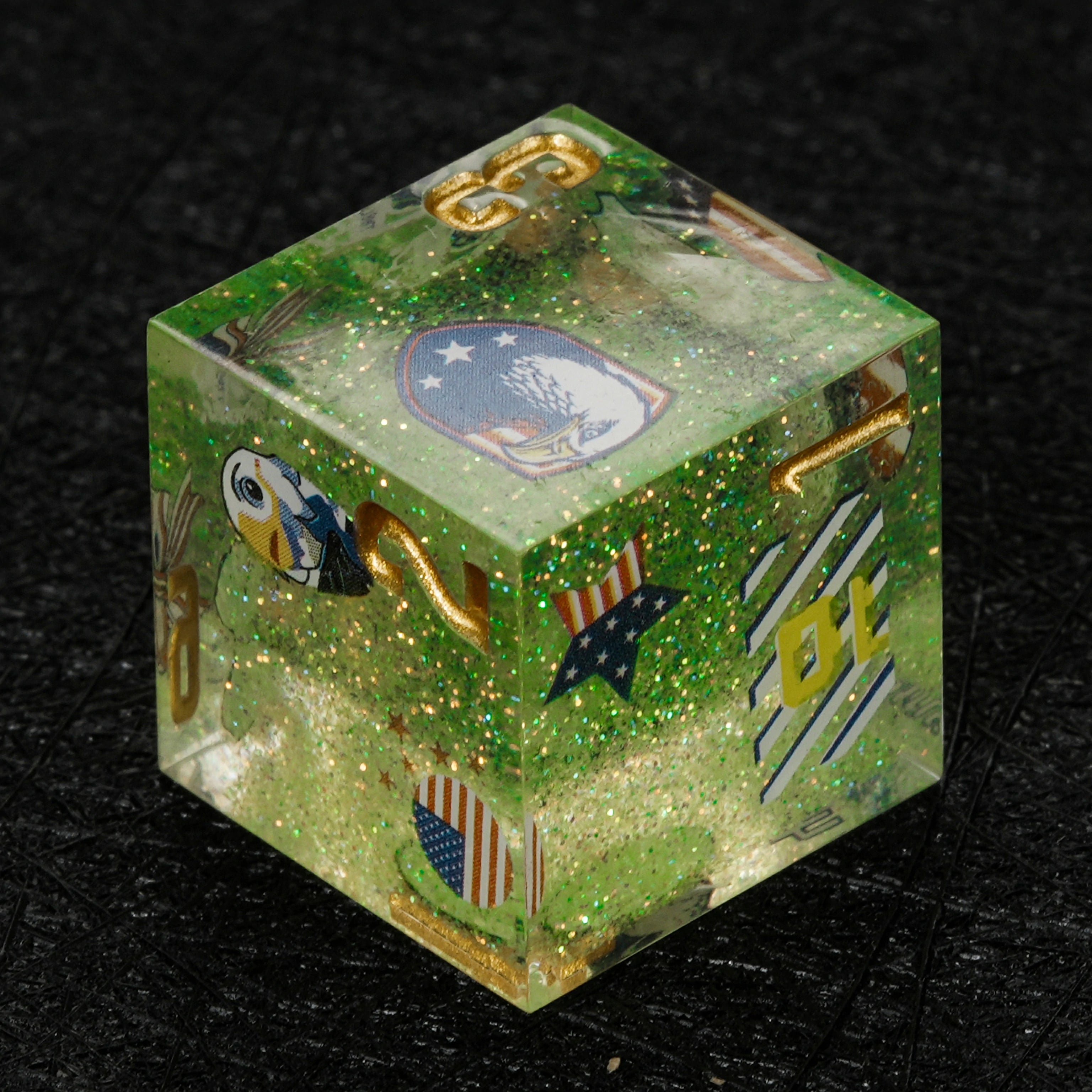 World Cup USA Soccer DND Dice Set – Green Glitter Resin 7-Piece RPG Dice