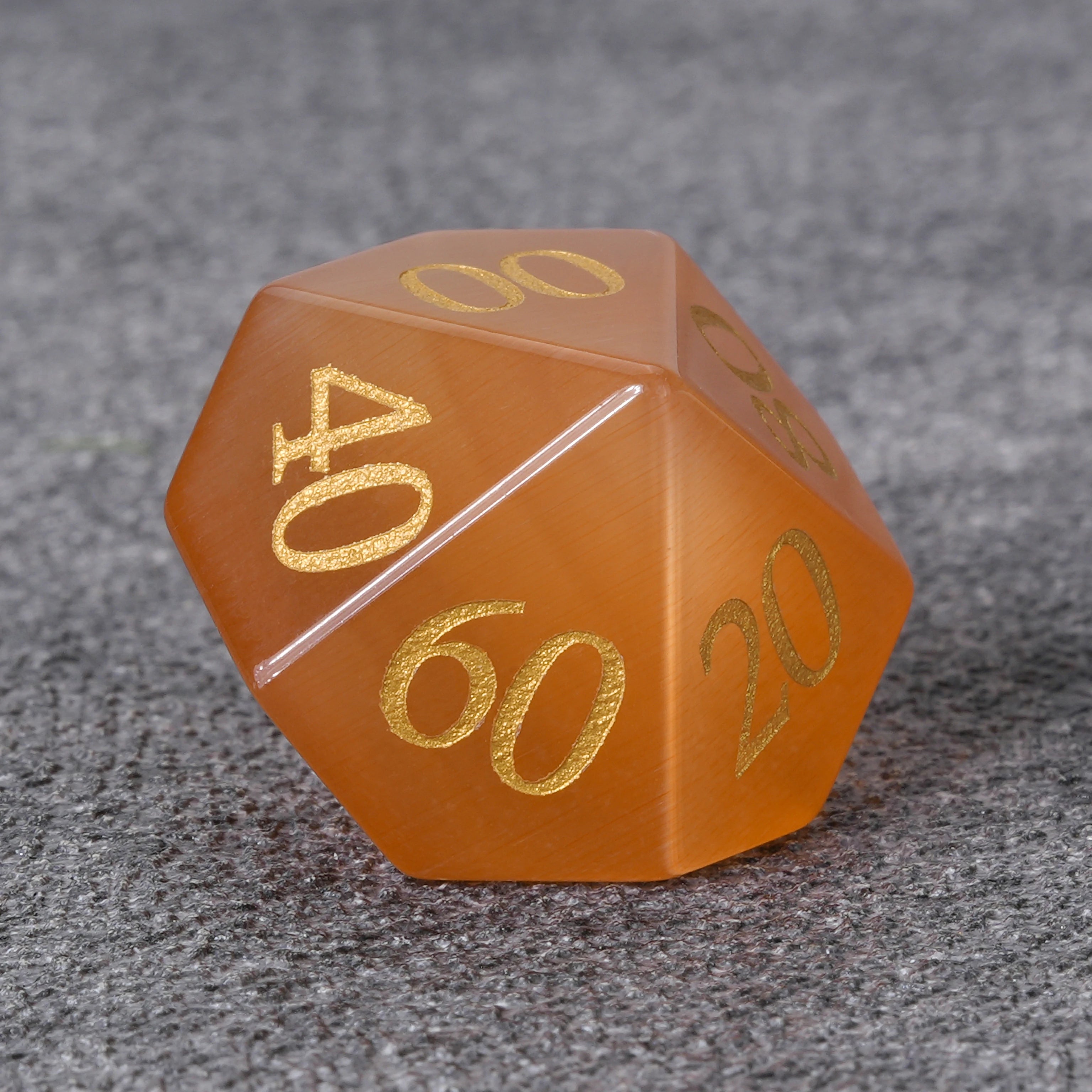 Orange Cat's Eye DND Gemstone Dice Set