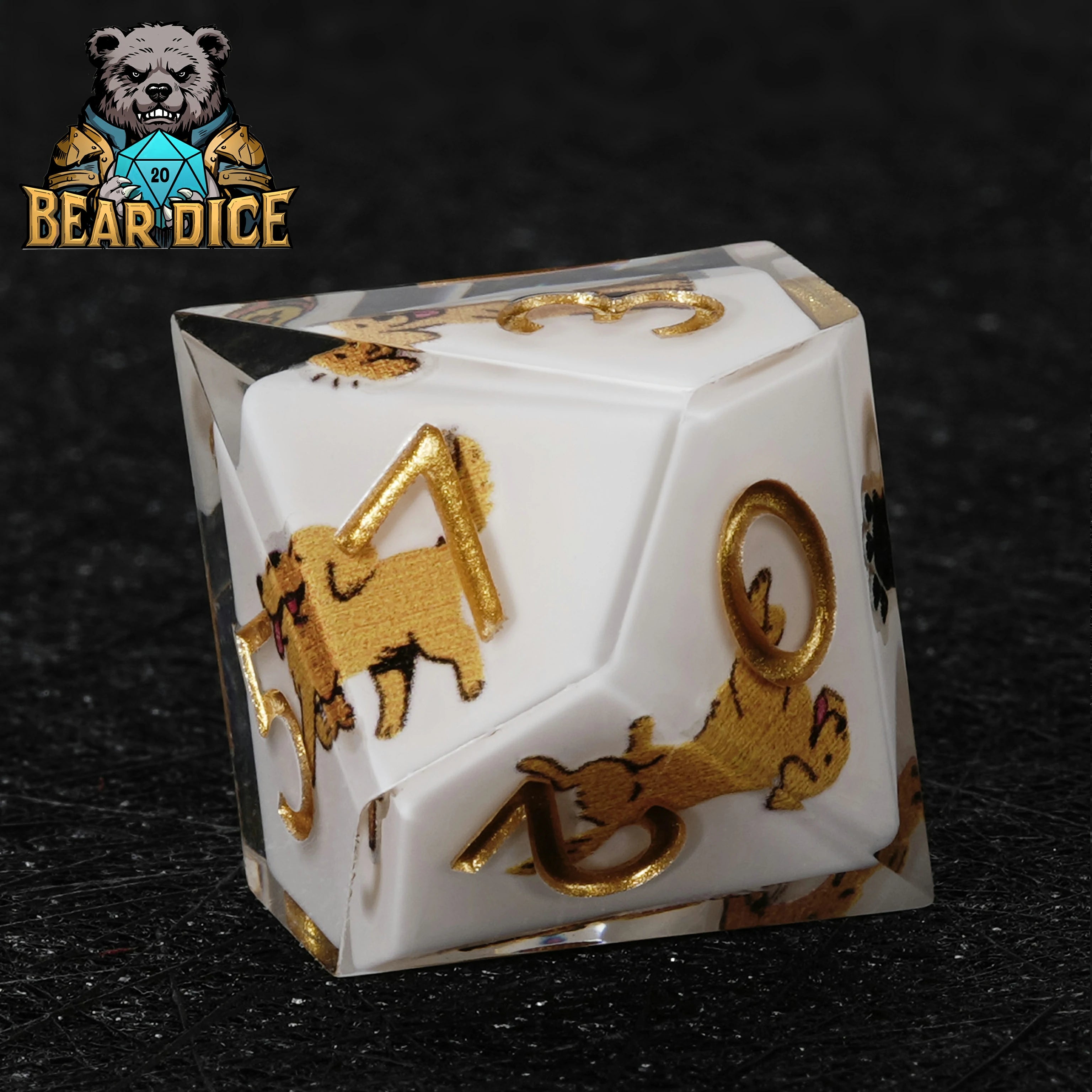 Golden Retriever White Resin DND D10 Dice | Handcrafted RPG Dice