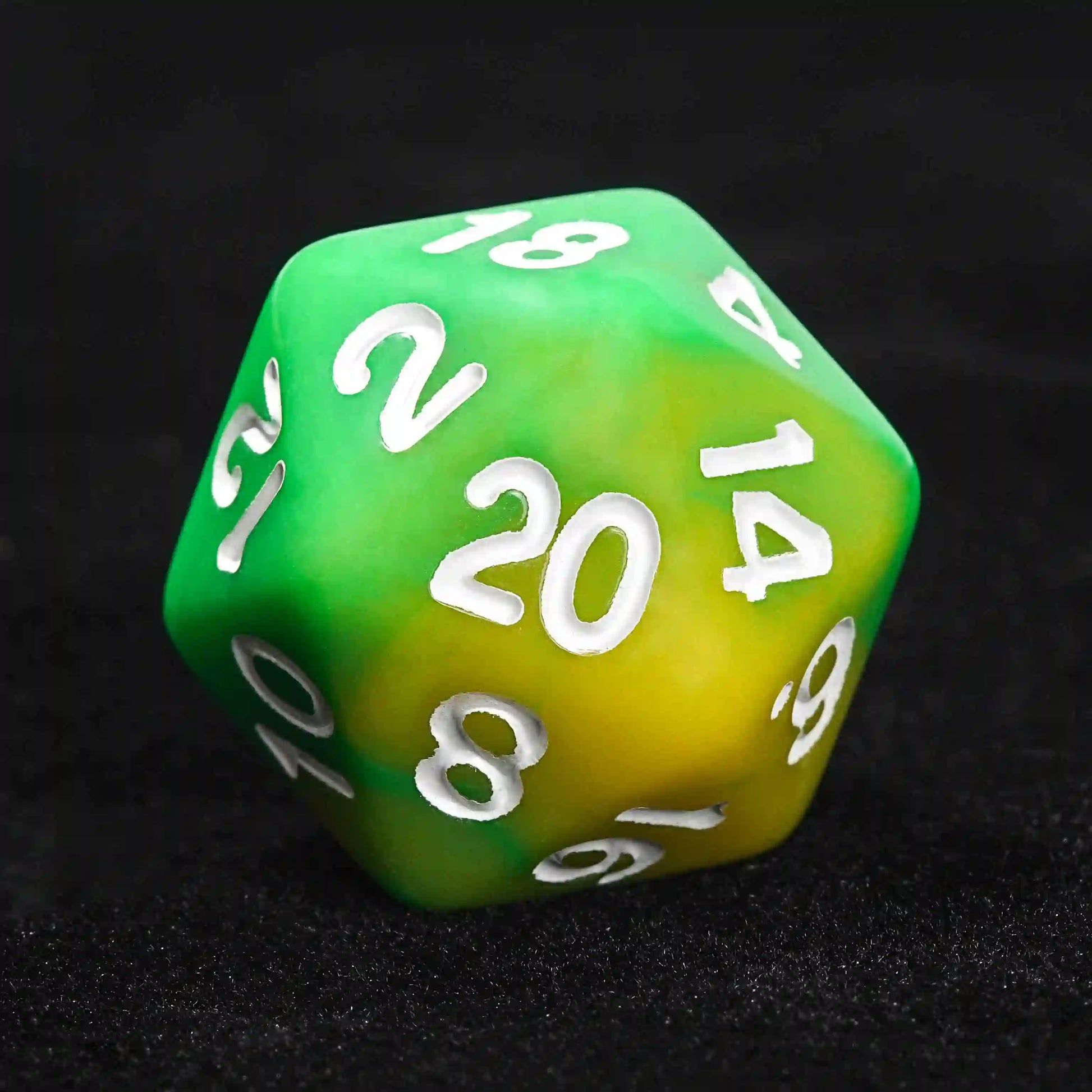 Green and yellow gradient acrylic DND D20 dice | Bear Dice