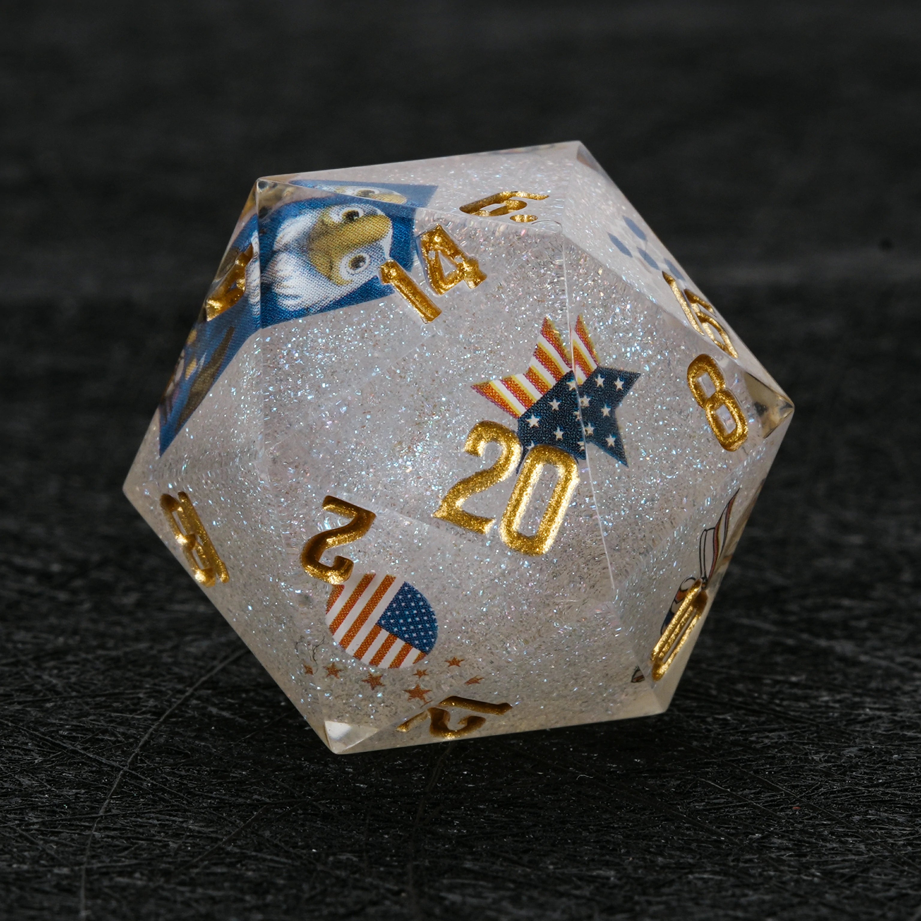 World Cup USA Soccer DND Dice Set – White Glitter Resin 7-Piece RPG Dice
