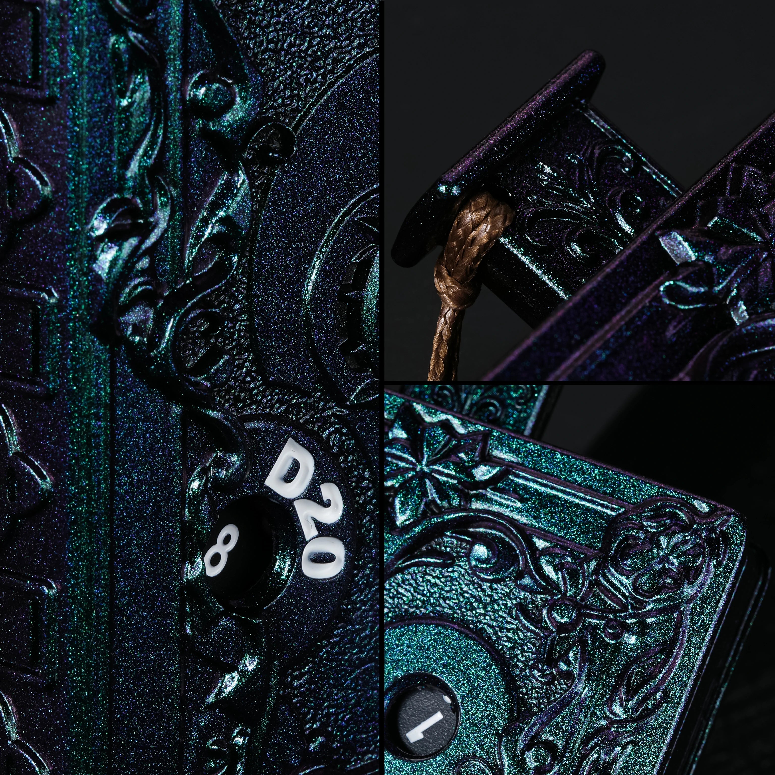 Unique Push-to-Spin Metal Dice | Spellbook Design Spinning Dice Box for DnD & RPG