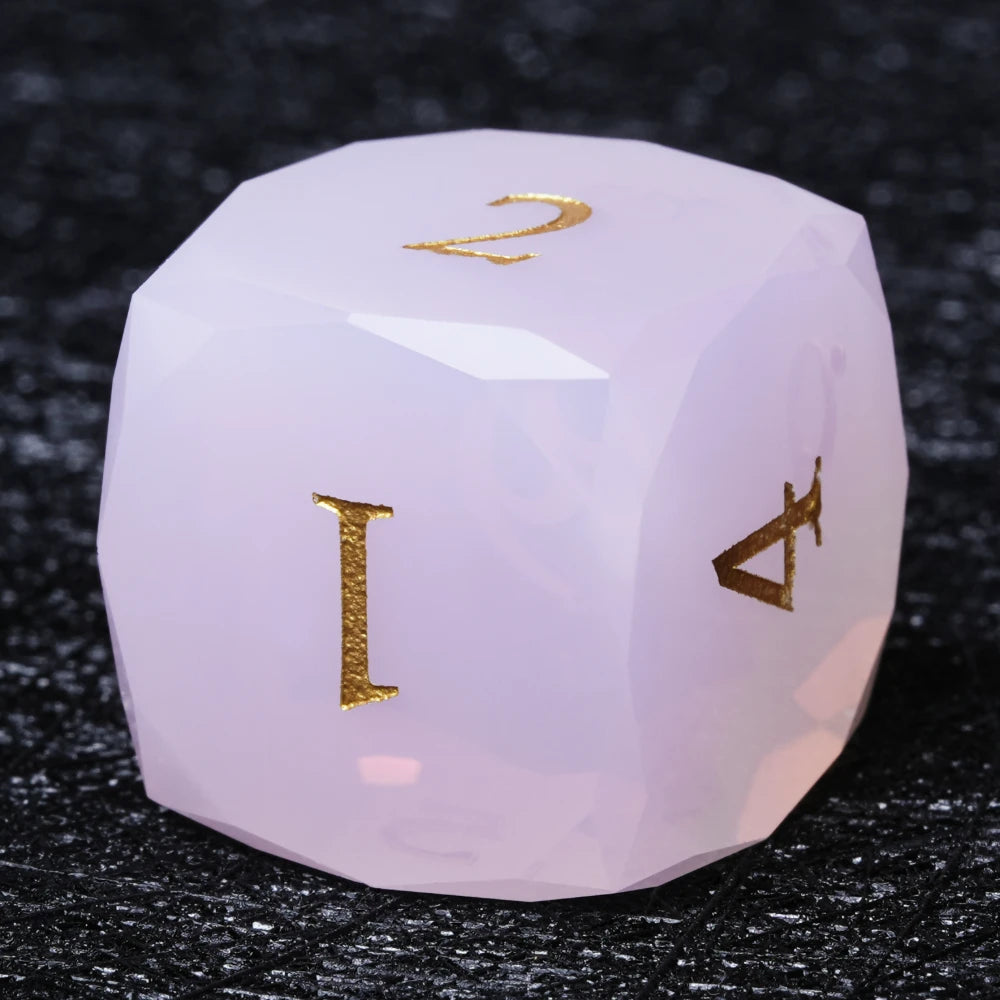 DND Dice - Rose Quartz Gemstone Multi-Sided Dice Set