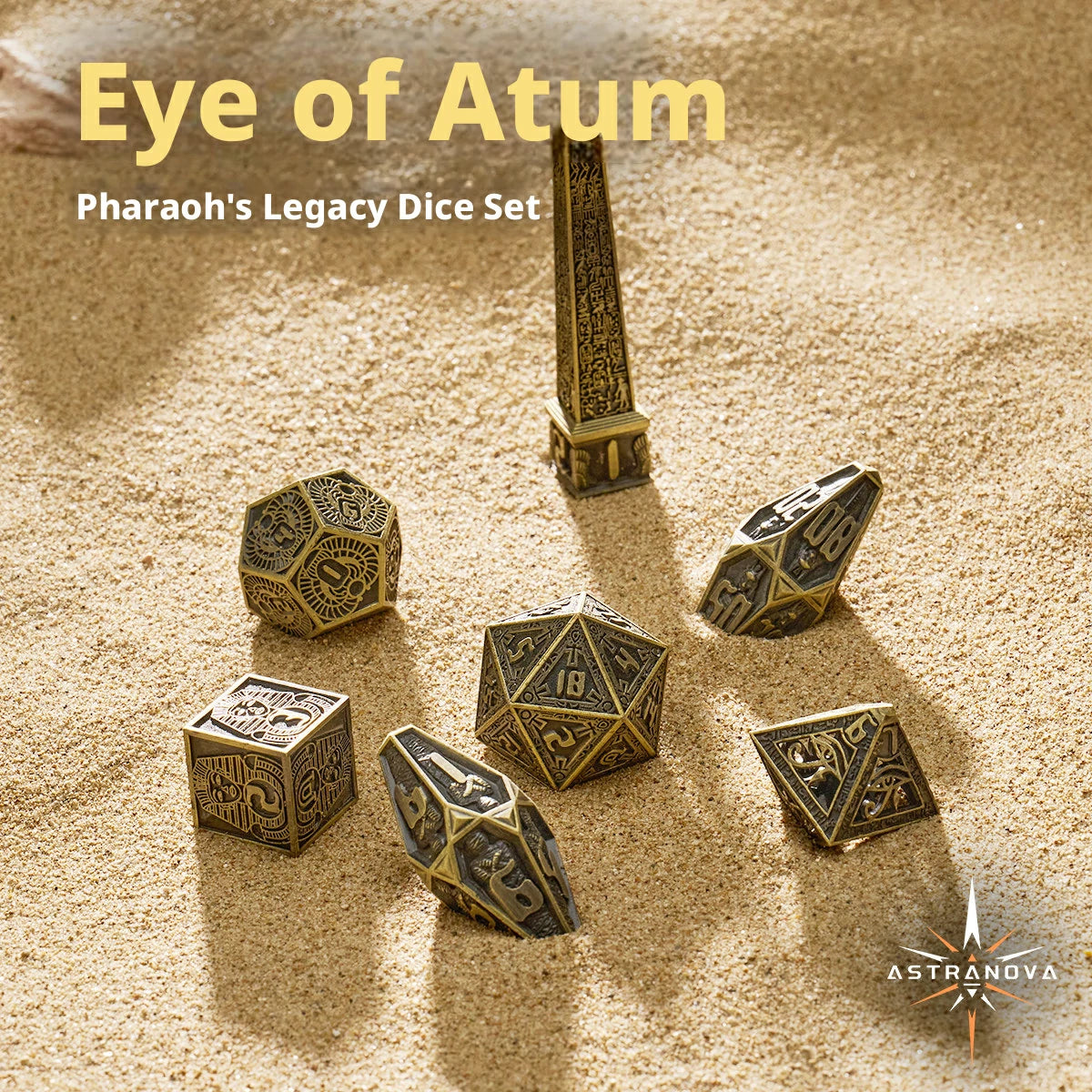 Legacy of the Pharaoh Unique Retro Metal Dice Set – Ancient Egypt RPG Dice